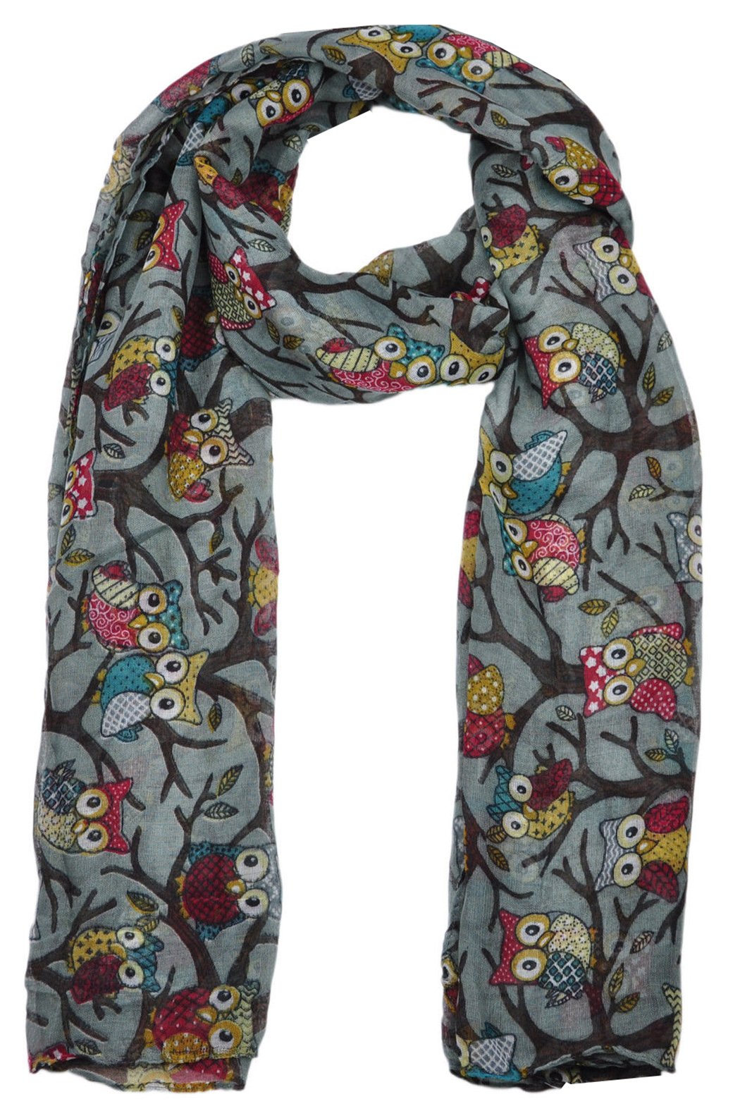 World Of Shawls Women's Silver Owl New Celebrity Style Long Scarf Scarves Maxi Sarong (Silver Owl)