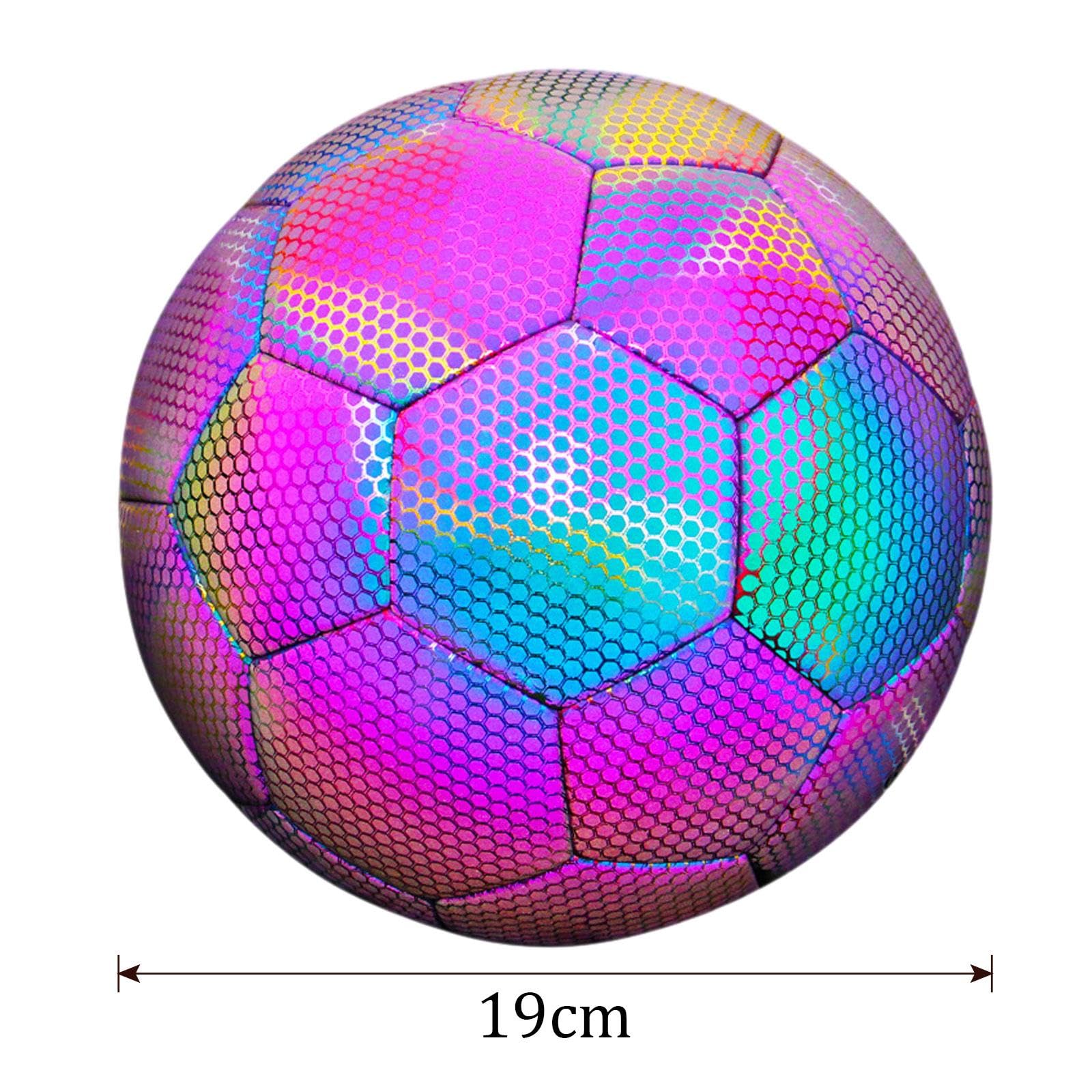 Balón de Fútbol Reflectante Suave de PU Holográfico Luminoso para Entrenamiento de Fútbol para Niños Y Adultos, Niñas Y Niños,