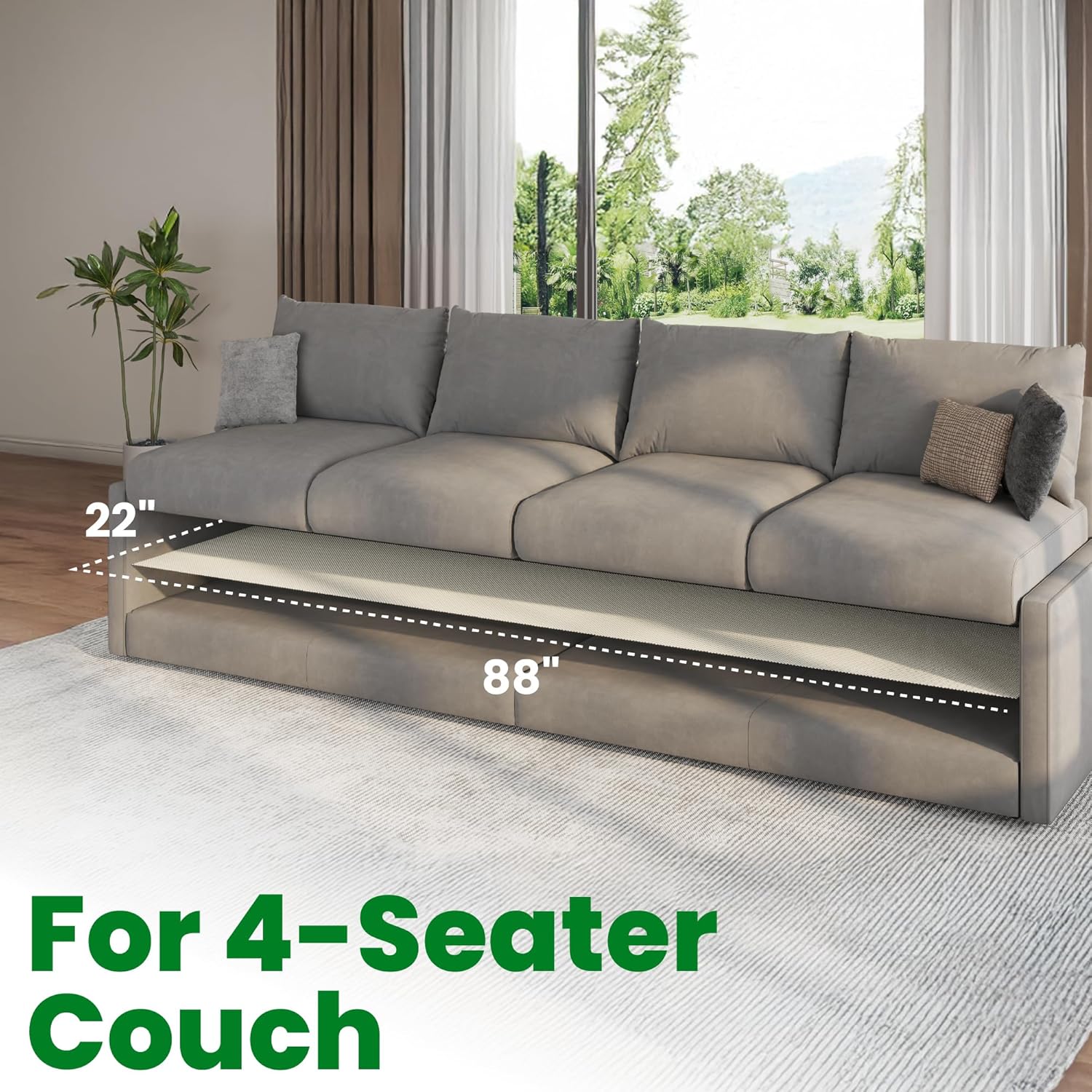 ECOHomes Bundle - 4 Seater Couch Grip Pad + 4" by 10 FT Couch Cushion Grip Tape