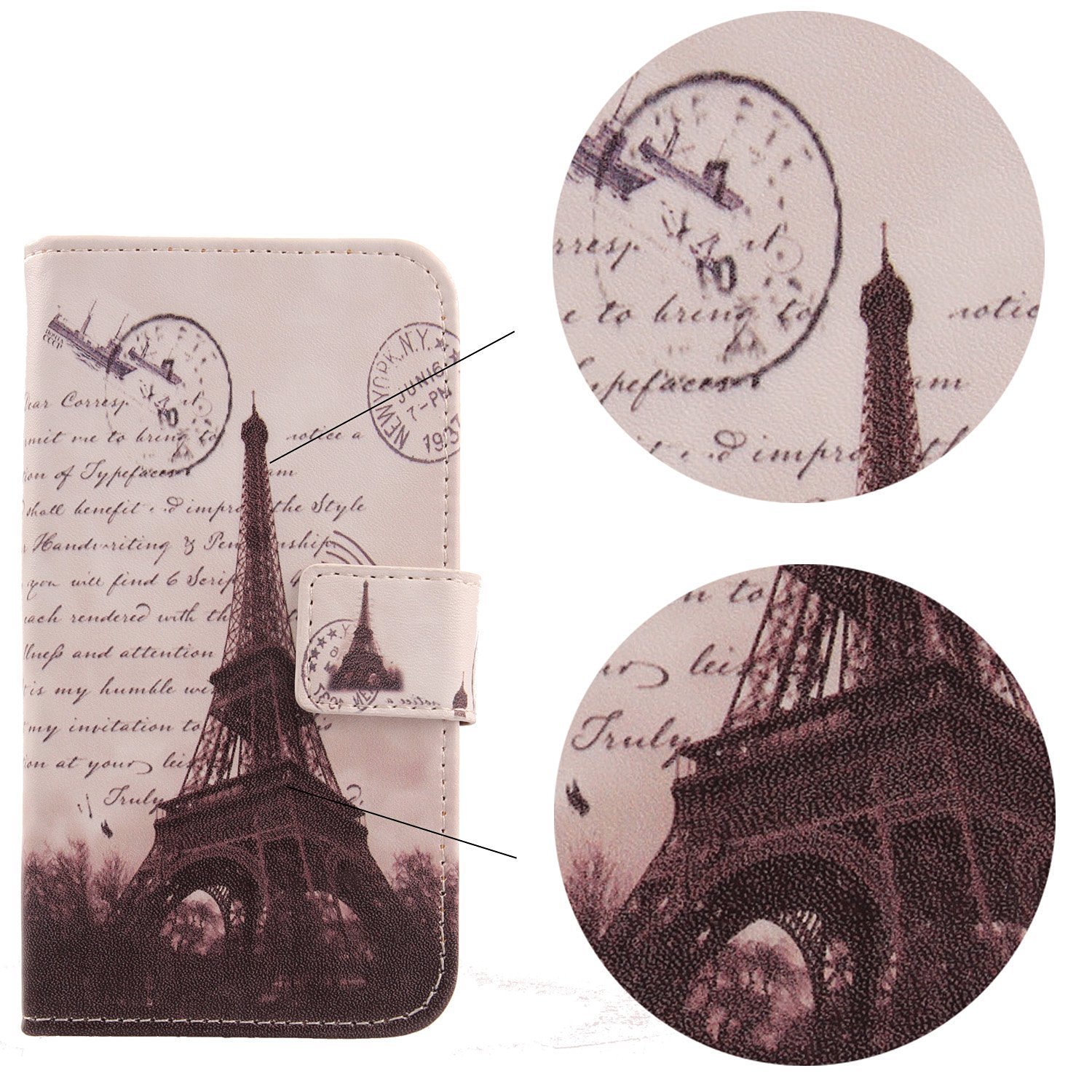 Lankashi Custodia Portafoglio in PU Pelle Caso Guscio Protettiva Cover con Porta Carte Skin Case per Cat B40 2.4 (Stamp Tower Design