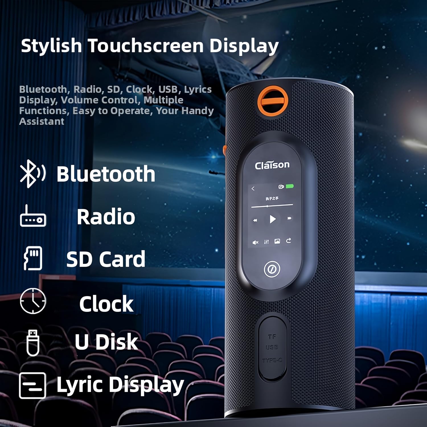 Portable Bluetooth Speaker with 120dB Loud Volume, Touchscreen, Powerful Bass, TWS Pairing, IPX6 Waterproof, 24H Playtime, Bluetooth 5.3 Wireless Speaker for Outdoor, Party, Camping, Travel