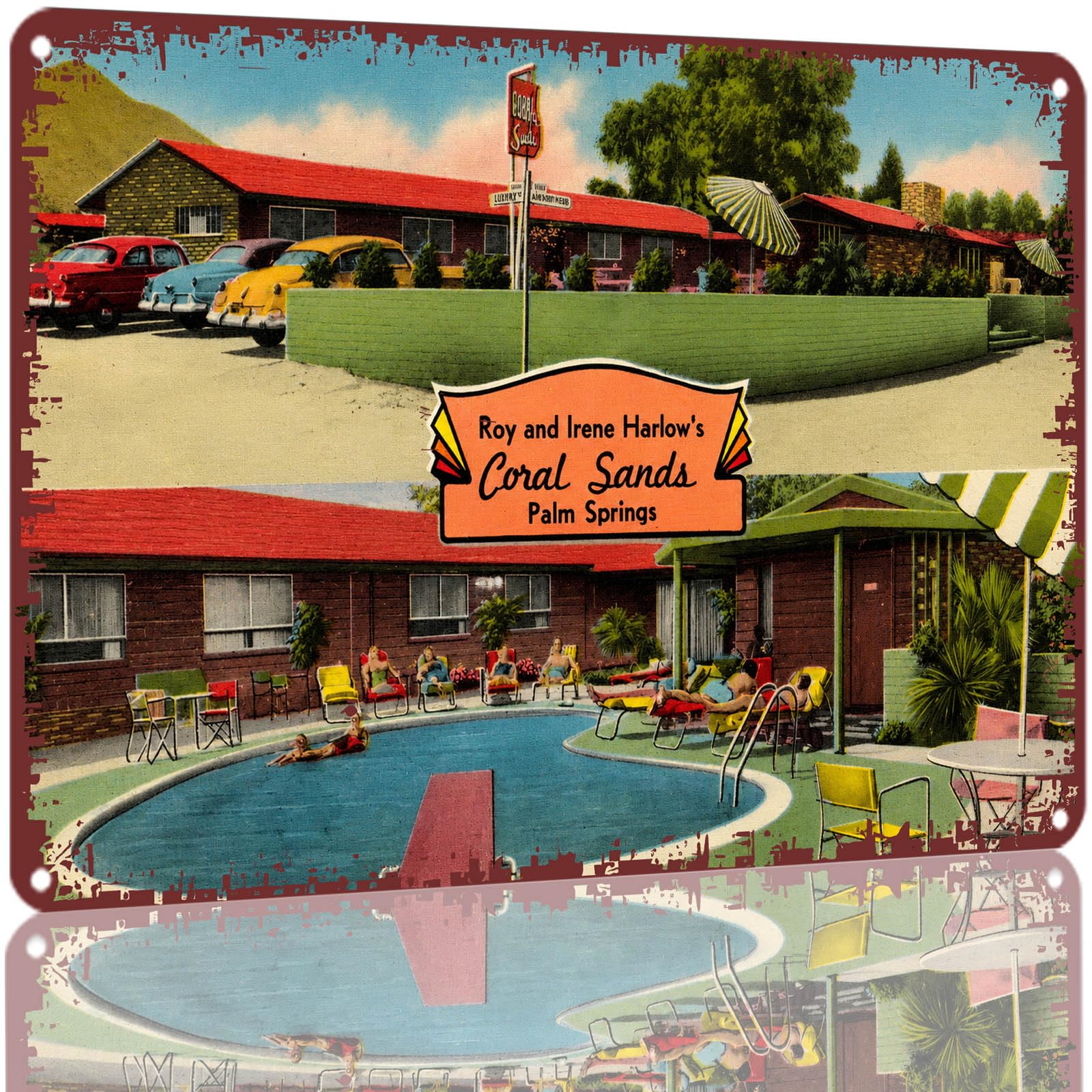 Kwqdozf As Pic Vintage Style 8X12 Inch Metal Sign Retro Motel Pool Decorative Aluminum Tin