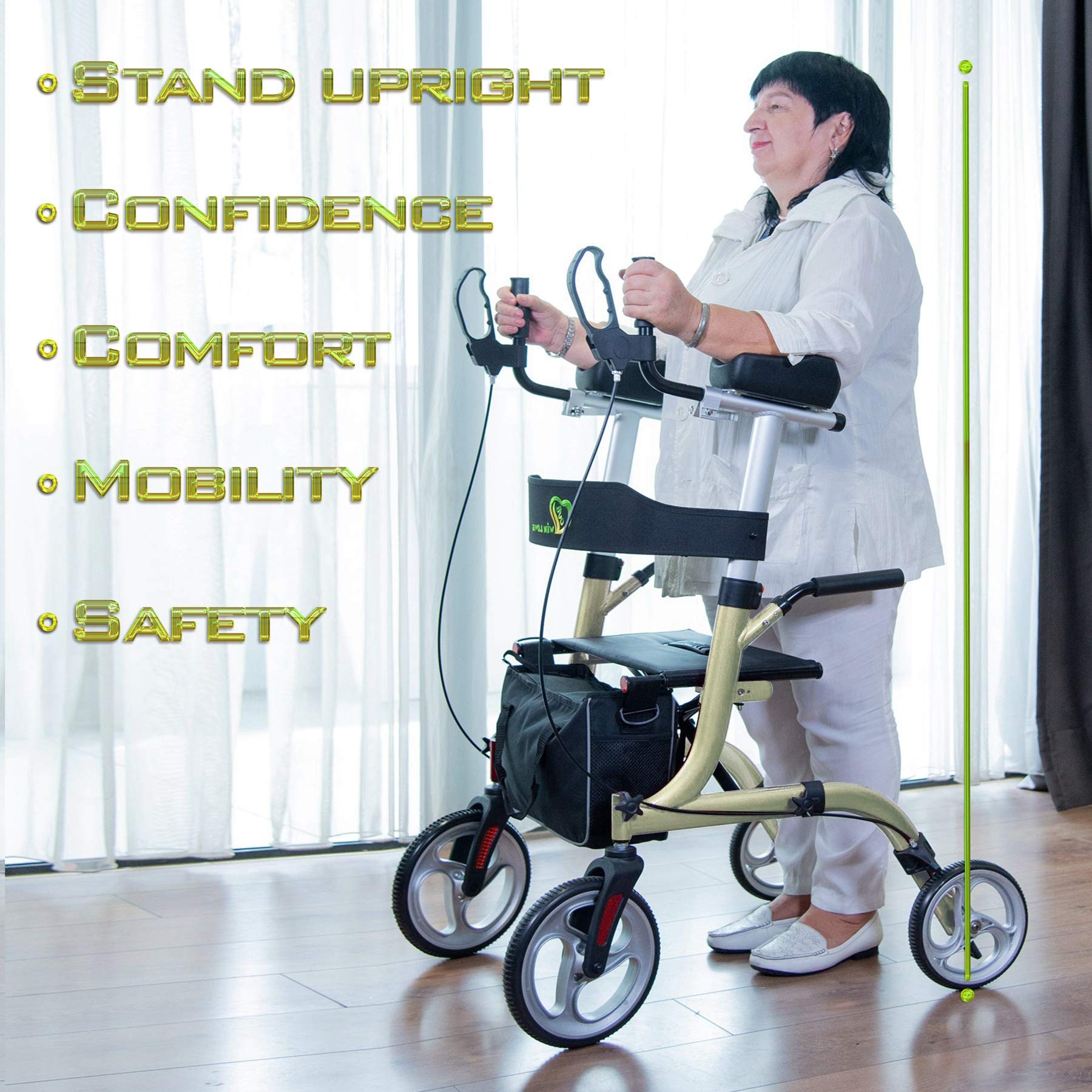 Buy WINLOVE Folding Rollator Walker Mobility Walking Aid with Armrests