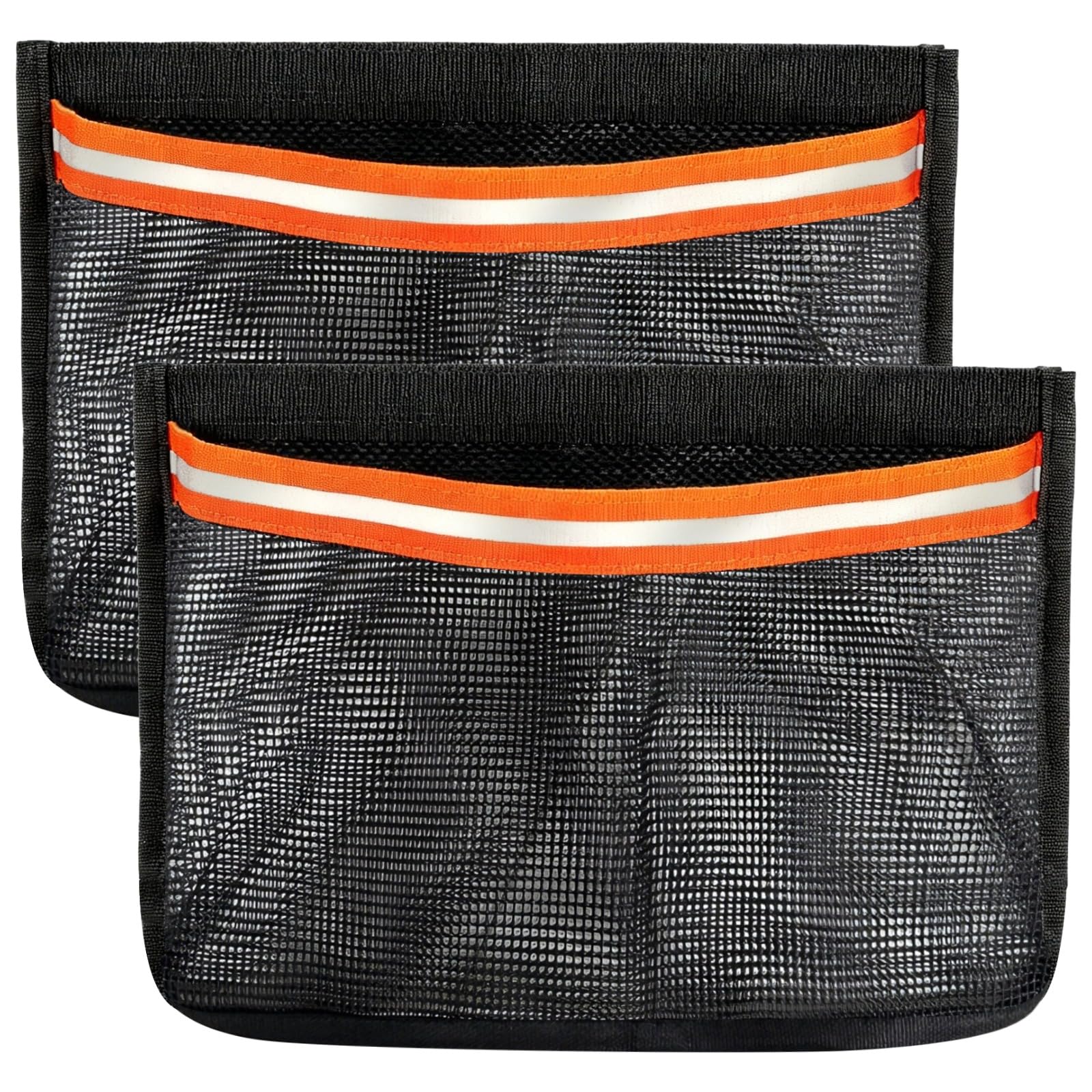 2 Stück Boot-Aufbewahrungs-Netztaschen, selbstklebender Boot-Organizer 17,8 x 25,4 cm, aus Polyesterfaser, mit Reflexstreifen, Klettverschluss, für Wohnmobil, Auto