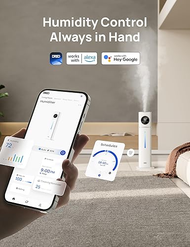 Miniatura 4 de Dreo Humidificador inteligente de 11 L para habitación grande, 700 pies cuadrados, humidificadores de aire de niebla fría 100H para dormitorio,