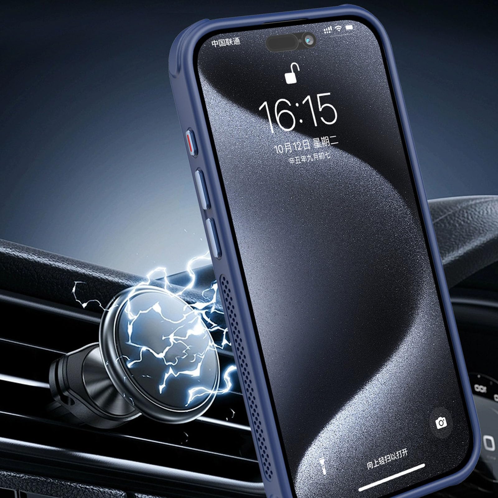 Magnetische Hülle für iPhone 16 Pro Max/16 Pro/16 Plus/16, Metall Button Handyhülle Support Kabelloses Laden rutschfest Schutzhülle,Schwarz,16