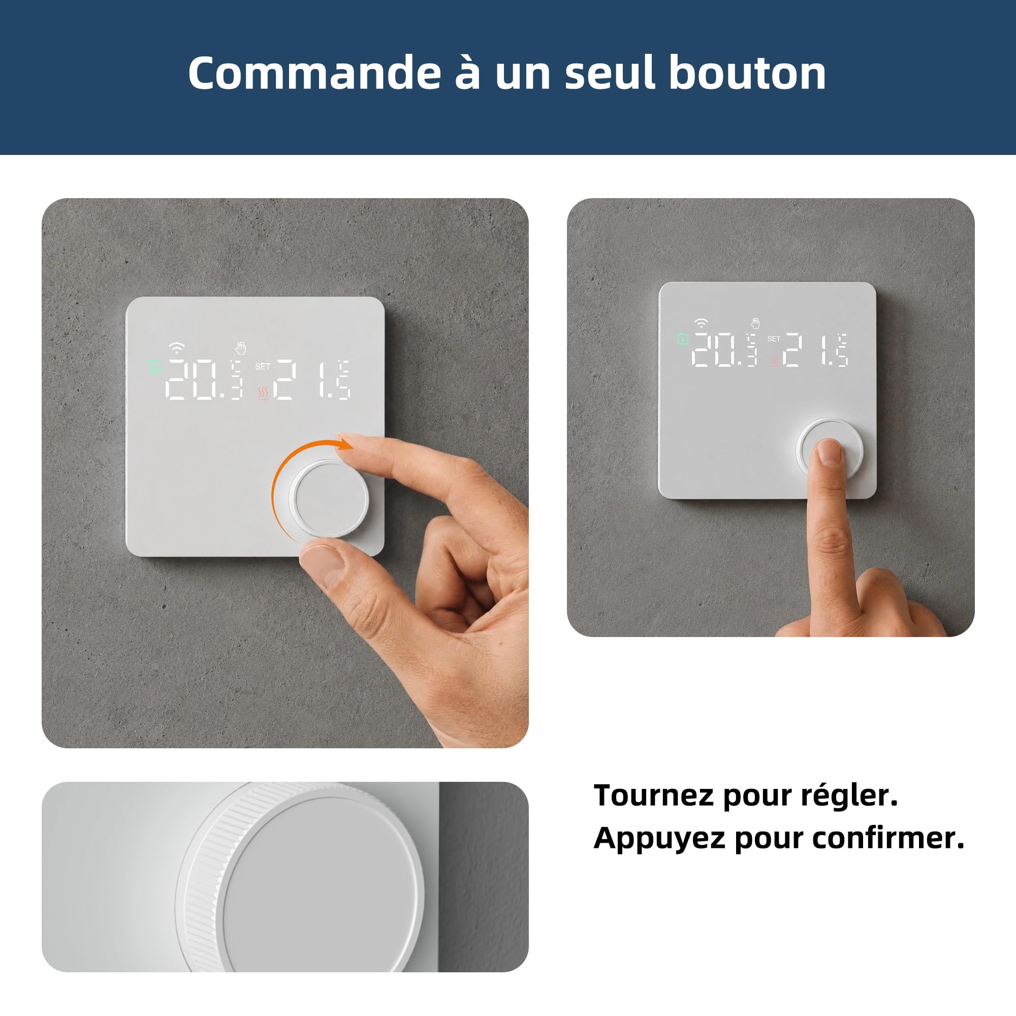 Beok Thermostat connecté WiFi pour chaudière gaz & Chauffage au Sol à Eau, Thermostat programmable d'ambiance 2 Fils Intelligent – contrôle à Distance Via Tuya, Compatible Alexa Google Assistant 3A