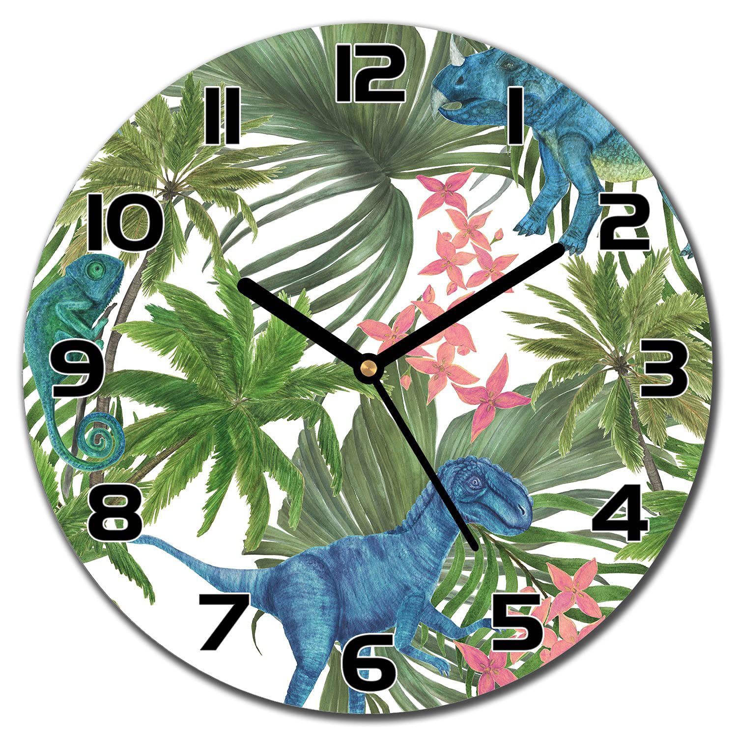 Horloge en verre cuisine moderne 30cm verre sécurité aiguilles noires