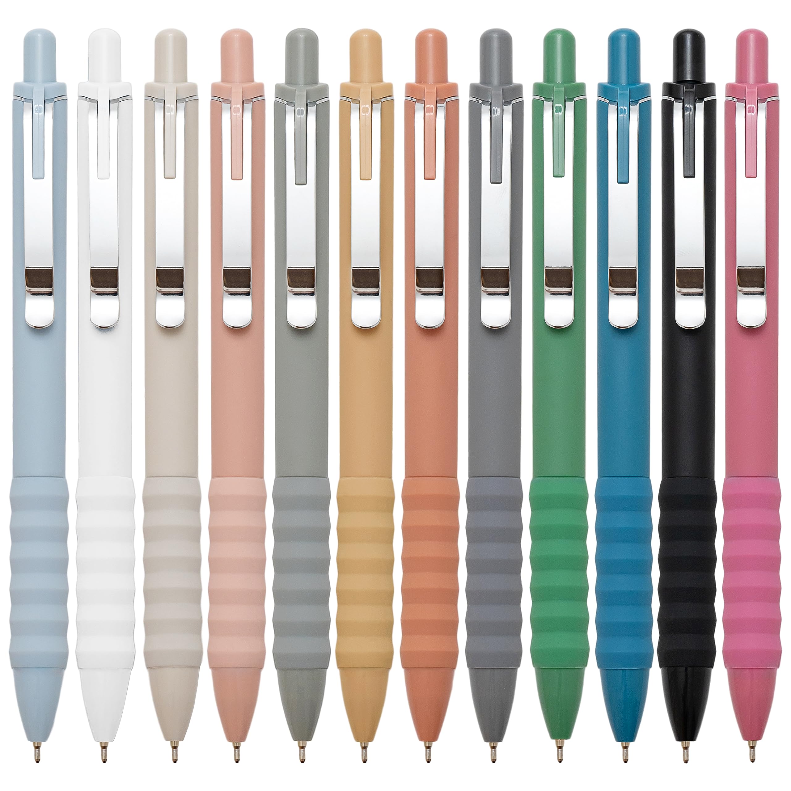 Aisibeiger Ballpoint Pens Black Ink Ball Point Pen with Super Soft Grip Medium Point 1.0mm Office Pens (Silver 12-count)