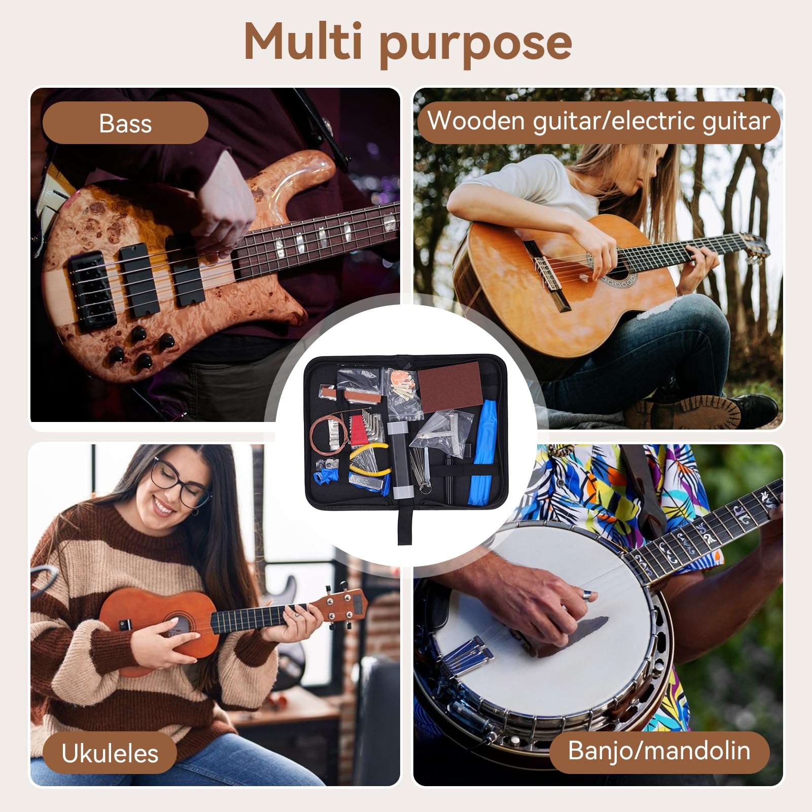 Kit Riparazione Chitarra 45 Pezzi Con Borsa, MIFOGE, Nuovo, Spedizione Gratuita USA
