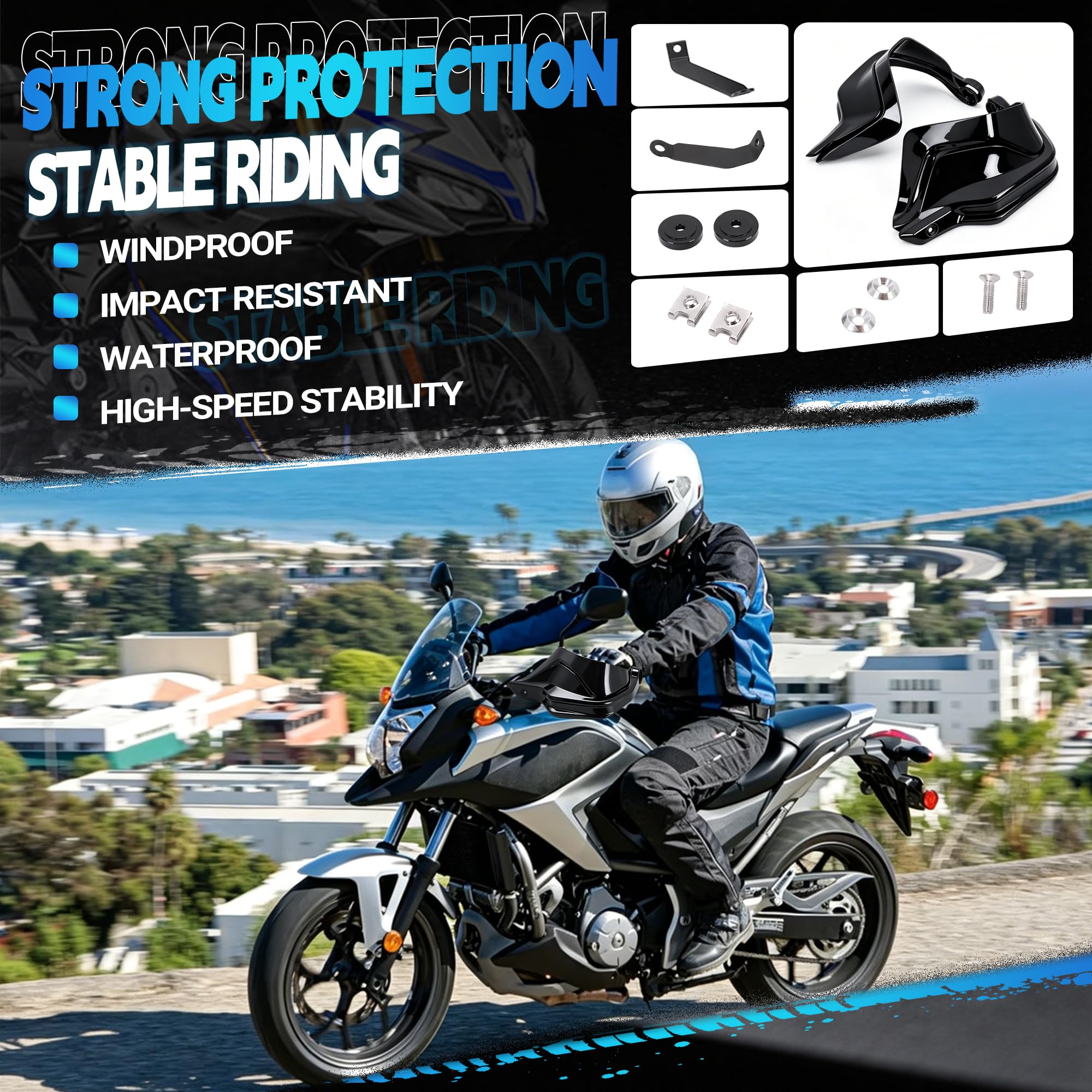 Paramani per moto Deflettori Parabrezza Protezione ABS per NC700X 750X CB650F CTX700 2014-2018 DCT NC750S 2013-2023 (Nero)