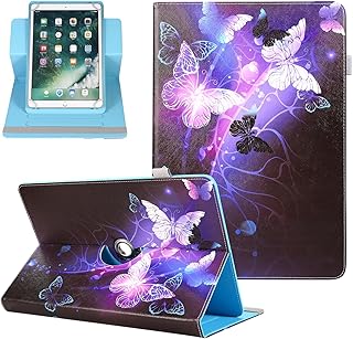 Universal 10.1 inch Tablet Case, Universal Tablet Case Cover for 10 10.1 Inch Android Tablet, 360° Rotation Viewing Stand Case for 9.5-10.5 Inch Tablet,Purple Butterfly