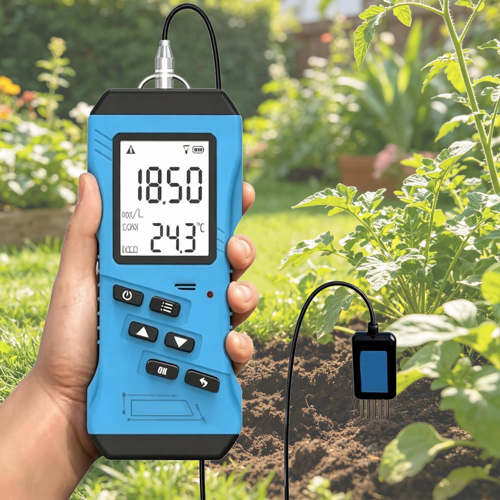BITYCOW Professional 7-in-1 Digital Soil Detector, NPK pH Conductivity Humidity Temperature Meter, Widely Used in Agriculture Planting Soil Detection