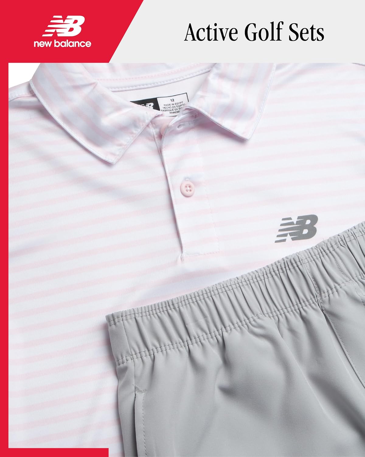 New Balance Boys 2 Piece Collared Golf Polo Shirt & Athletic Shorts