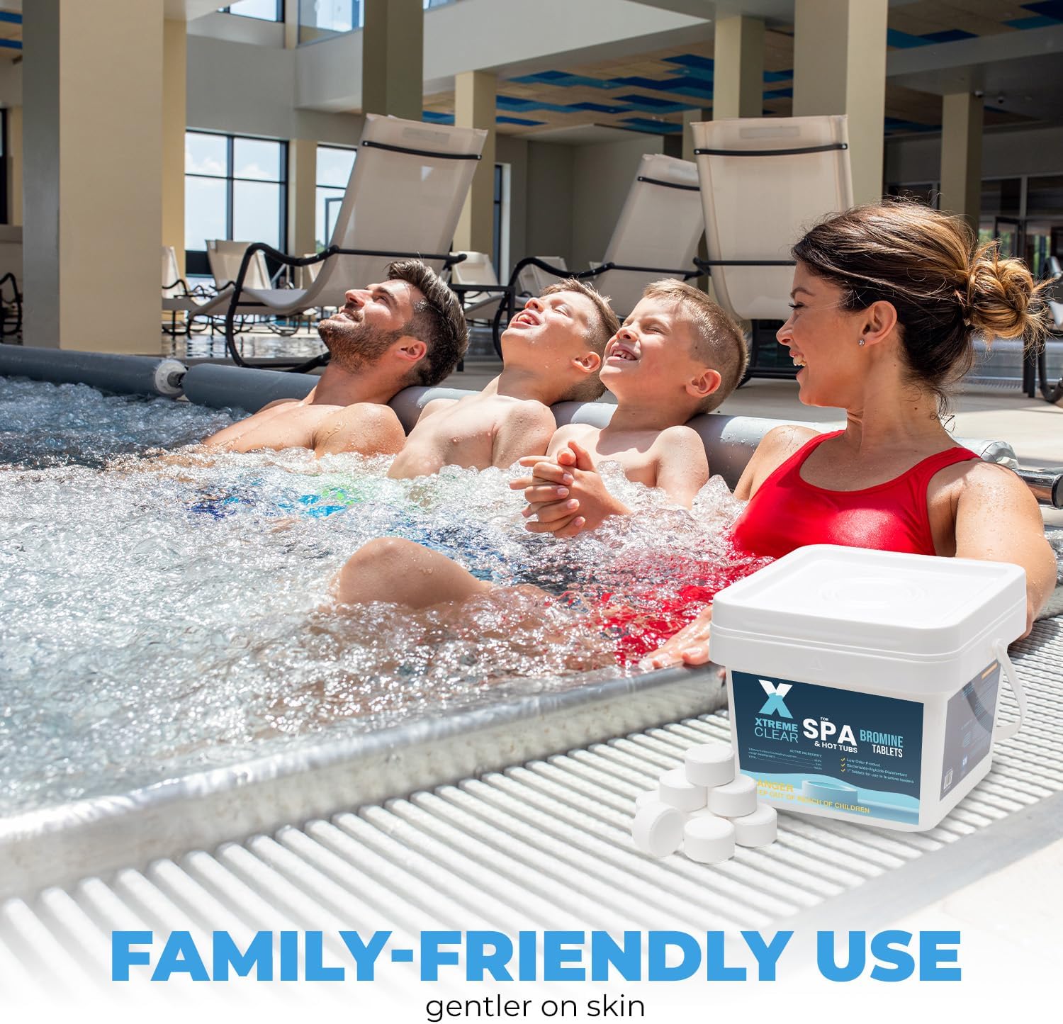 Xtremeclear Bromine Tablets for Spa & Hot Tub – 5 lbs Bottle, 1-Inch Tablets, NSF/ANSI 60 Certified, Long-Lasting Sanitizer for Clean Water