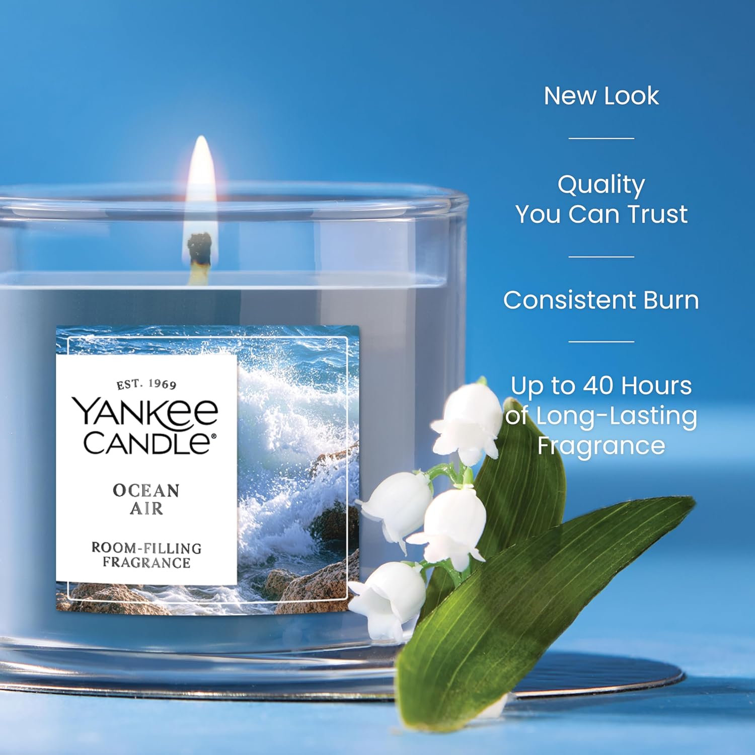 Yankee Candle Small Tumbler Scented Candle with up to 40 Hour Burn Time, Premium Plant Wax Blend for Consistent Burn, 4.3 oz Tumbler Candle with Room Filling Fragrance, Ocean Air