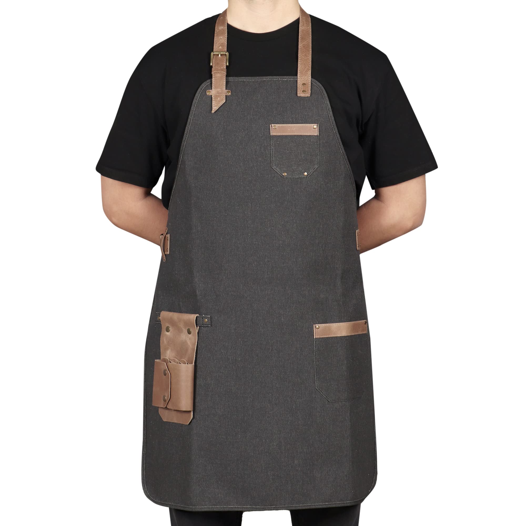 Photo 1 of ****FACTORY SEALED****
Otto Angelino Genuine Leather and Canvas Cooking, Barista, Workshop Apron with Tool Pockets