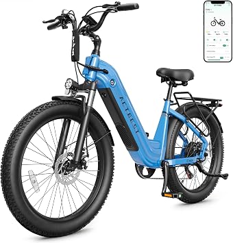 ACTBEST Cozy Electric Bike for Adults,1800W Peak Motor,24" Fat Tire Ebike with Removable 48V 15.6Ah 748.8Wh Built-in Battery 75 Miles Max Rang,7-Speed,Step-Through Frame,Adults Electric Bicycle