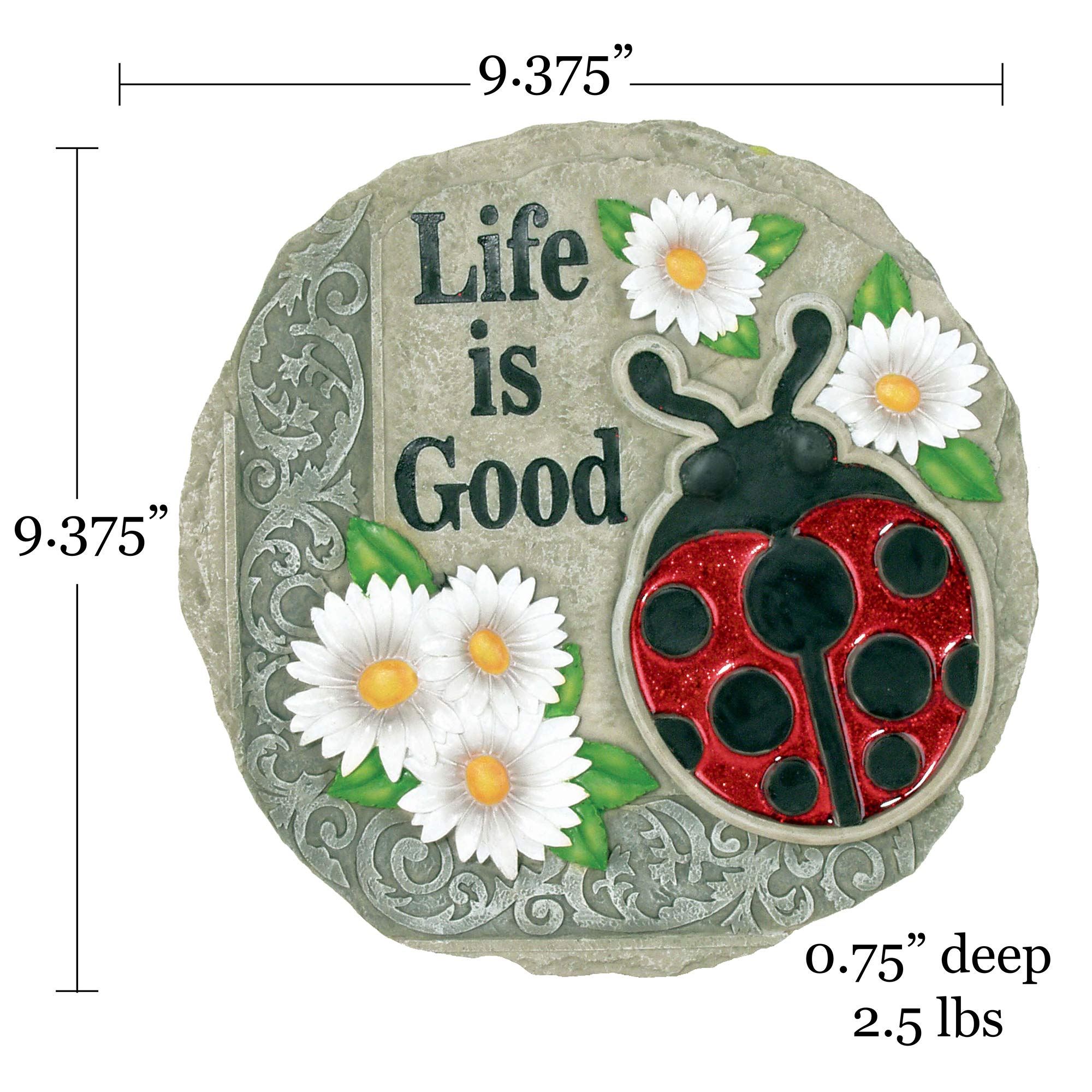Spoontiques - Decoración de jardín - Life is Good Ladybird Stepping Stone - Piedra Decorativa para el jardín