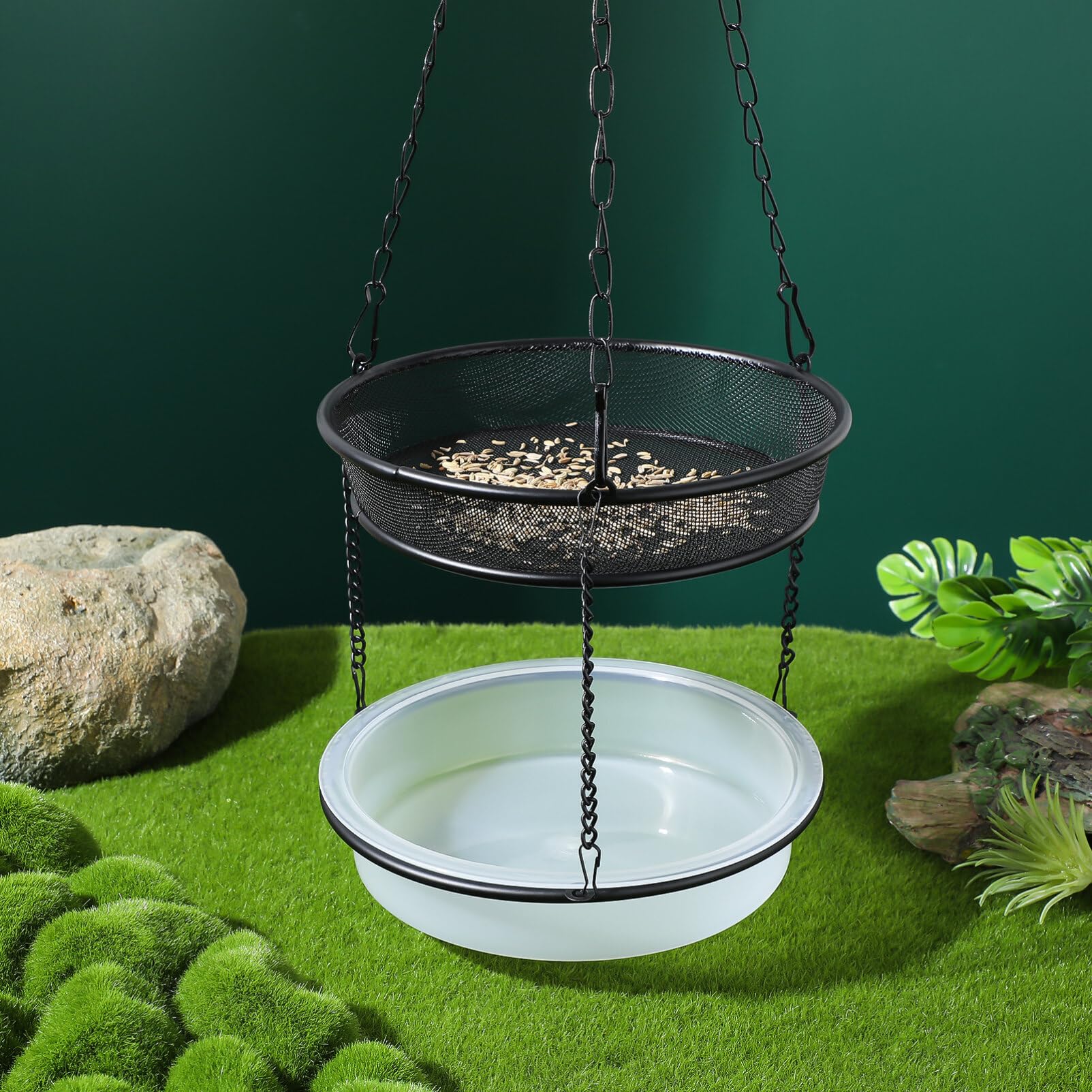 ULTECHNOVO Mangeoire Suspendue pour Oiseaux avec Capacité Accessoire Décoratif pour Jardin Et Balcon Facile à Installer pour Nourrir Les Oiseaux Extérieur