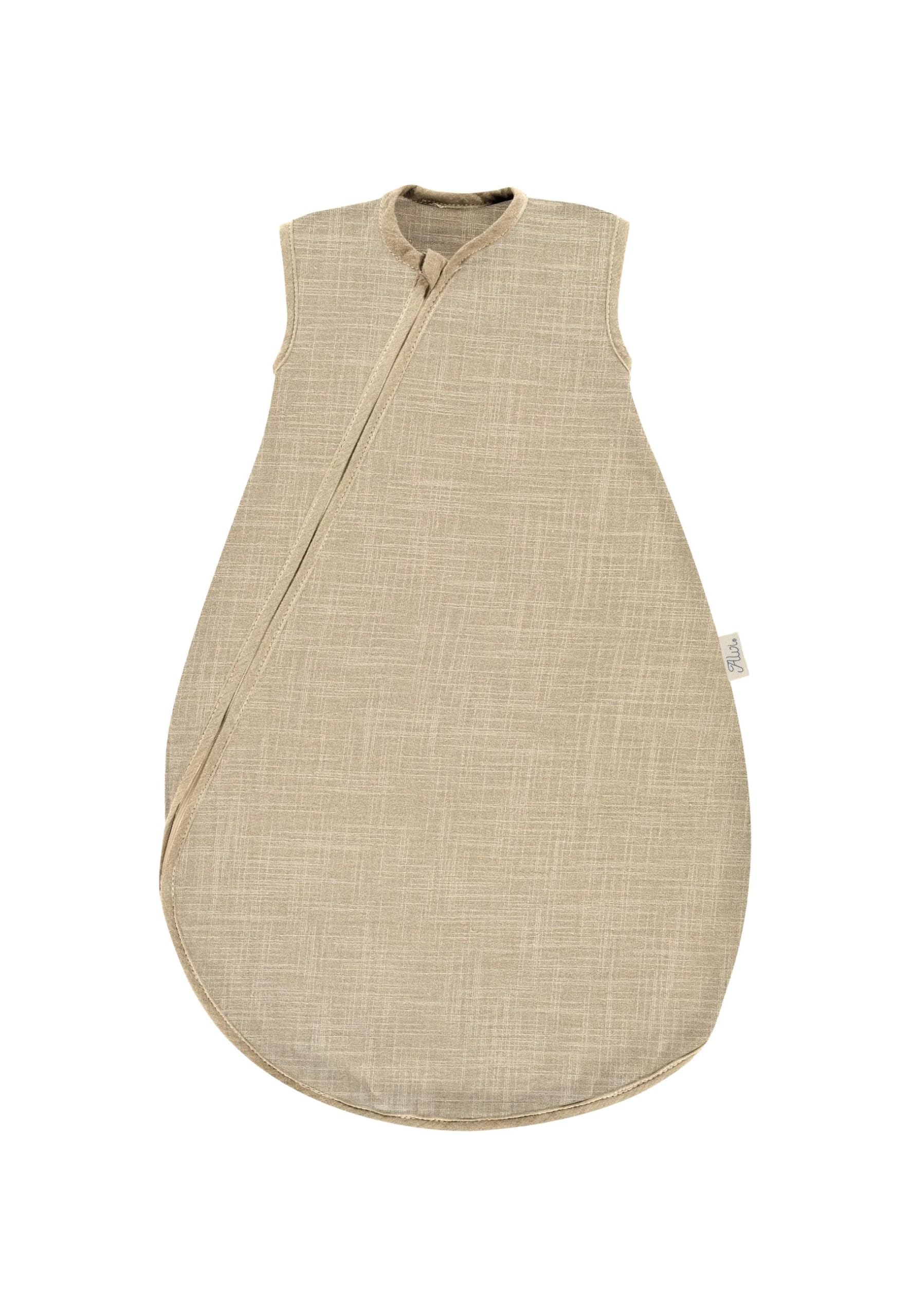 Alvi Sommertraum Mull Sommerschlafsack für Babys, Leichter Strampelsack für den Sommer, 0.5 TOG, aus 100% Baumwolle, atmungsaktiv Slub Muslin - Beige, 100cm