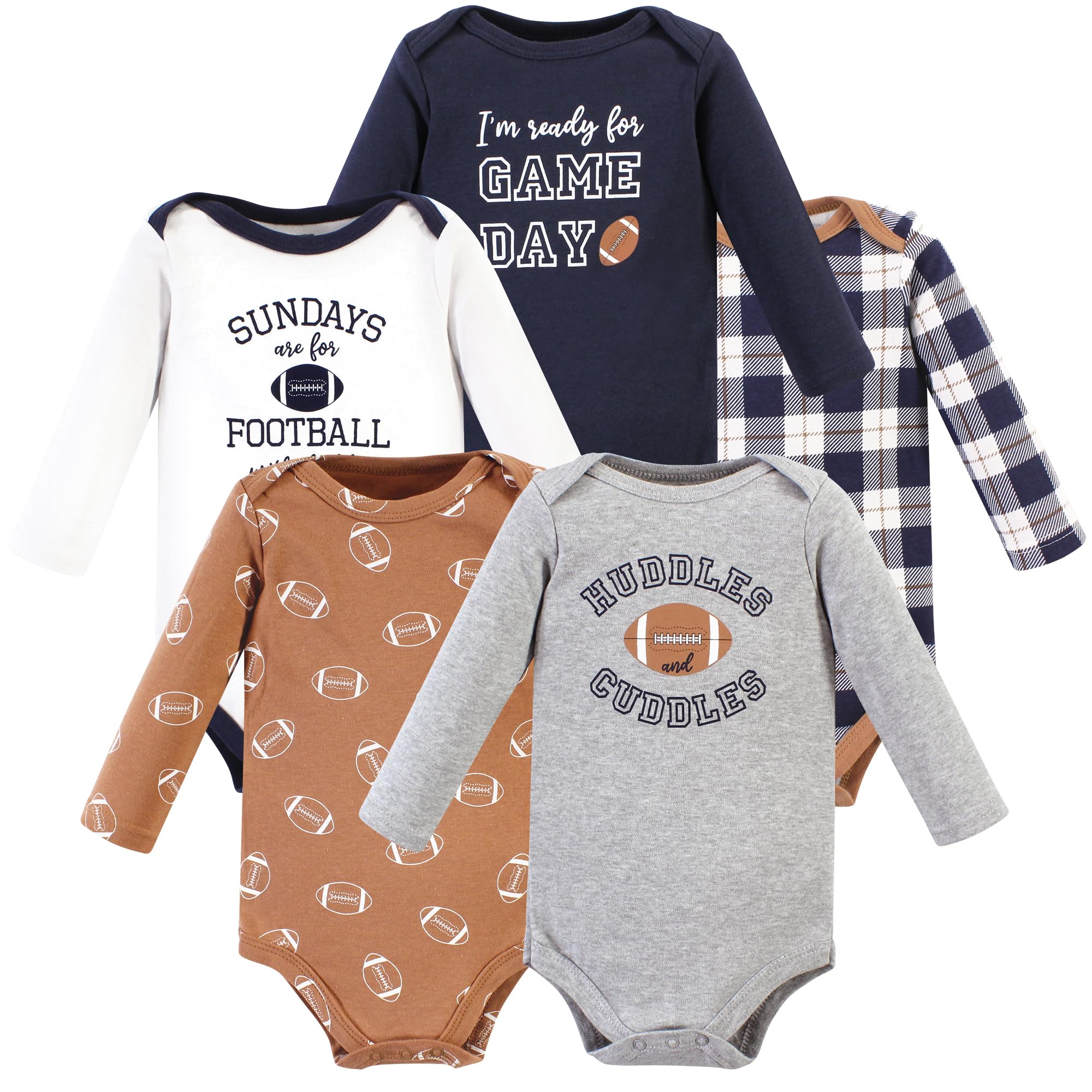 Hudson Baby baby-boys Cotton Long-sleeve Bodysuits 5-pack