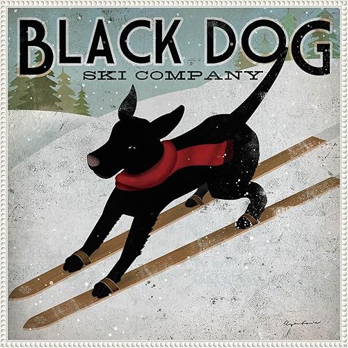 Miniatura 6 de Amanti Art Framed Canvas Wall Art Print (16x16) Black Dog Ski Co (square) by Ryan Fowler Float Framed Canvas Art for Wall Decor, Living Room,