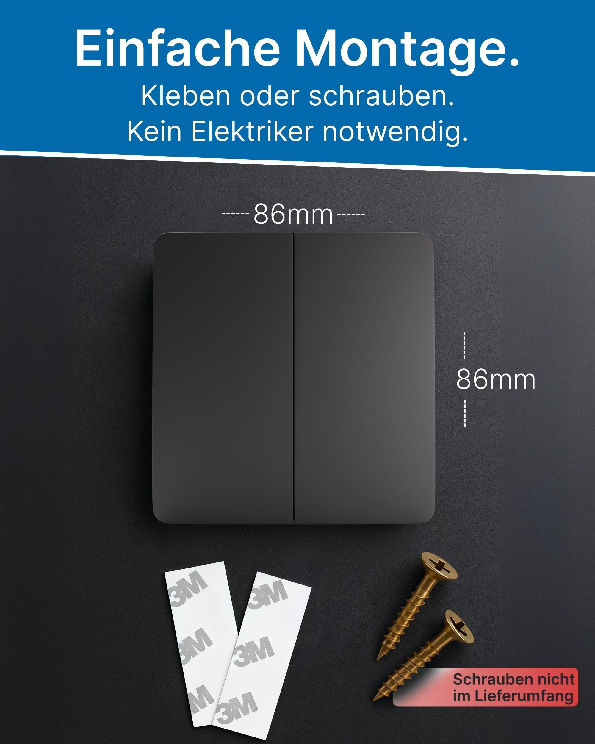 Hochwertiger Funkschalter 230V Dimmer Batterielos | Funk Lichtschalter Set IP67 Dimmbar | WLAN Dimmer Empfänger | 80m Reichweite | Alexa & Google Home