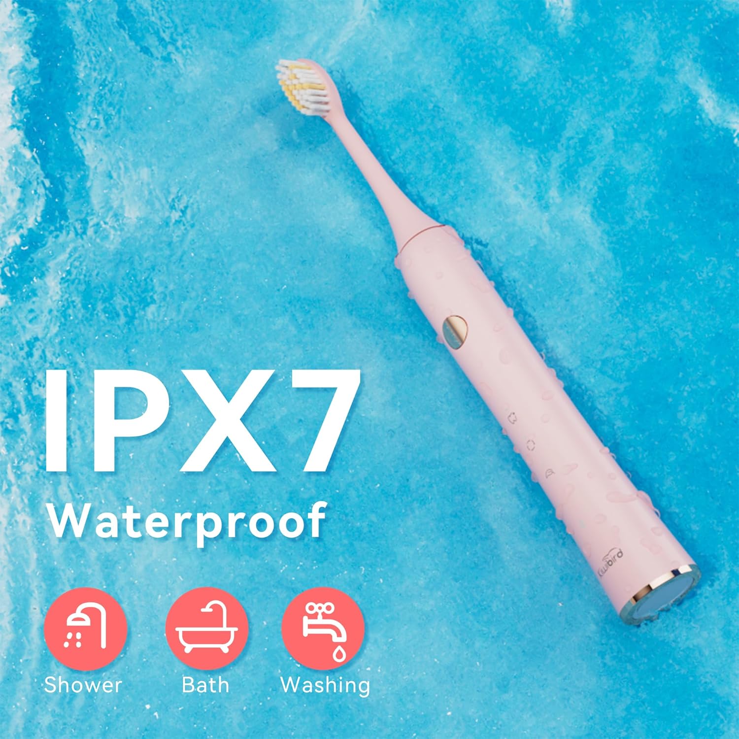 KIWIBIRD K1 MINI Sonic Toothbrush for Teenagers, Slim 85g Lightweight, 90-Day Long Battery, Travel Case & Pouch, IPX7 Waterproof, Sensitive Gums & Teeth, White