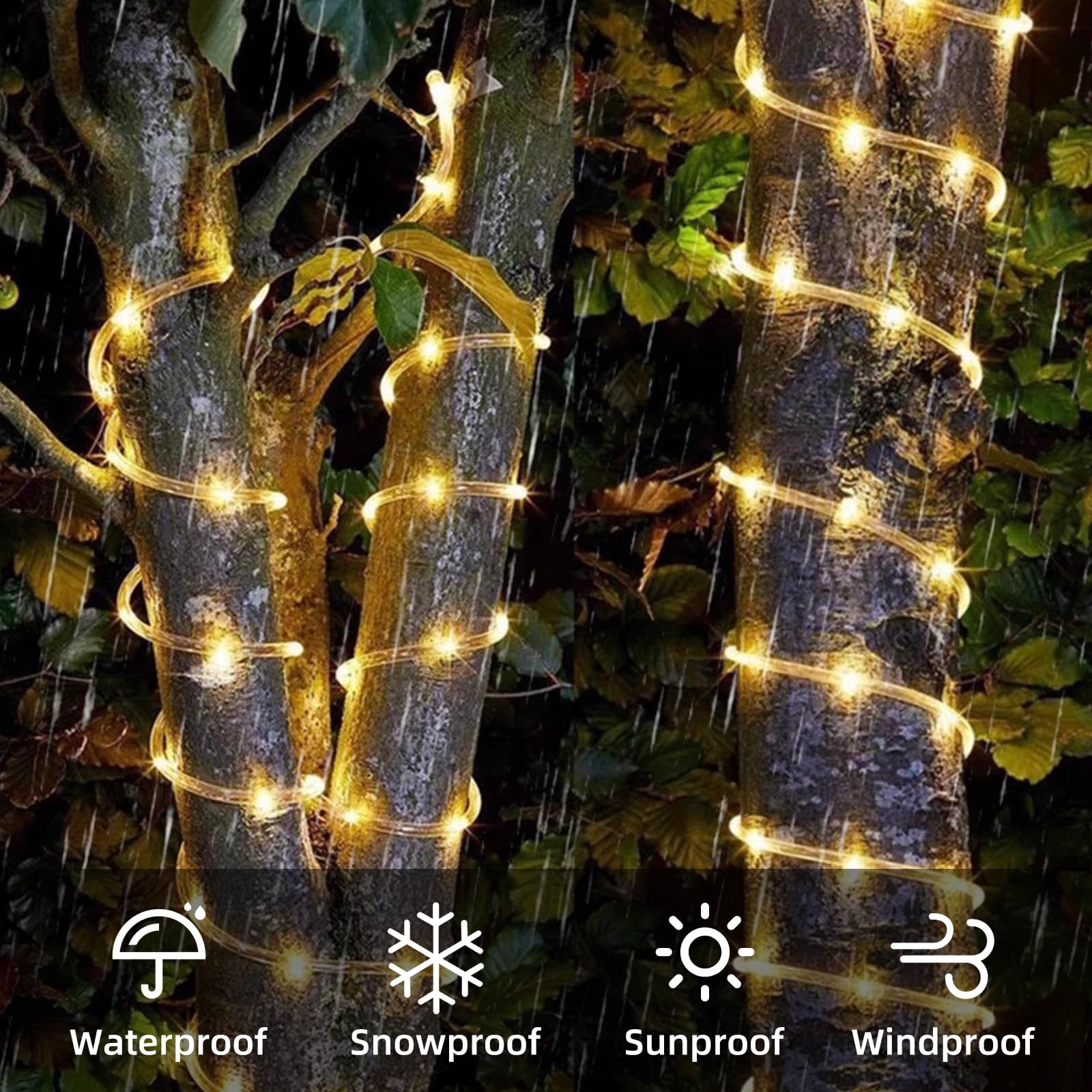 Confezione da 2 luci solari per esterni, 8 modalità e timer, tubo trasparente ogni 10 m, 100 luci LED per giardino, cortile, portico, albero, piscina, patio, decorazione natalizia per la casa