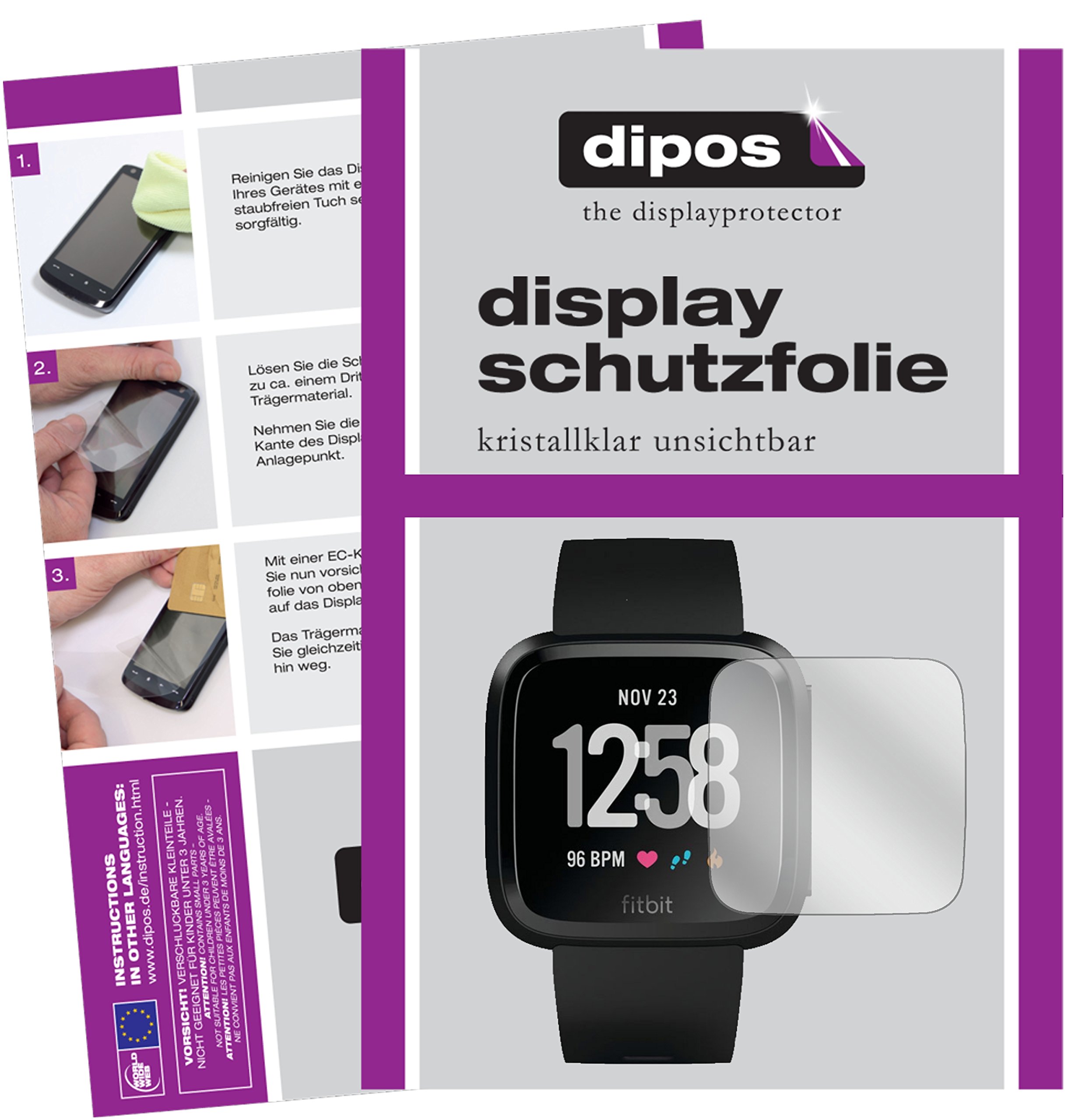 6x Pellicola per Fitbit Ionic Protettiva Protezione Schermo Cristallo dipos