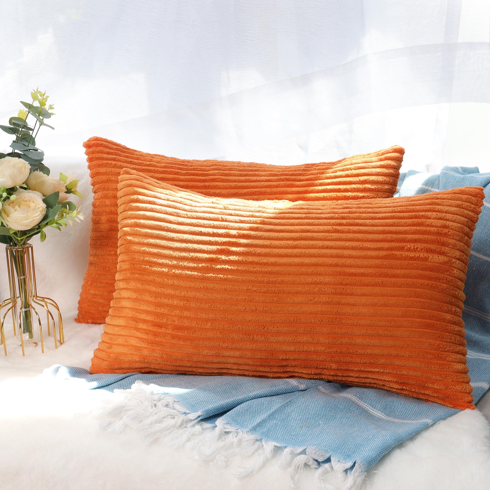 CALIYO Kissenhülle Kord Uni 2er Set, Kissenbezug 40x60 Kissenbezüge für Zierkissen Dekokissen Sofakissen Couchkissen in vielen Farben.