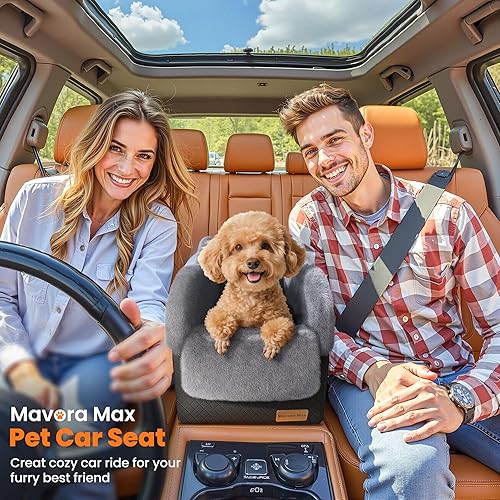 Miniatura 4 de Asiento portátil para perro pequeño para automóvil, consola central de lujo, asiento de coche para perro con correas de seguridad, asiento de viaje