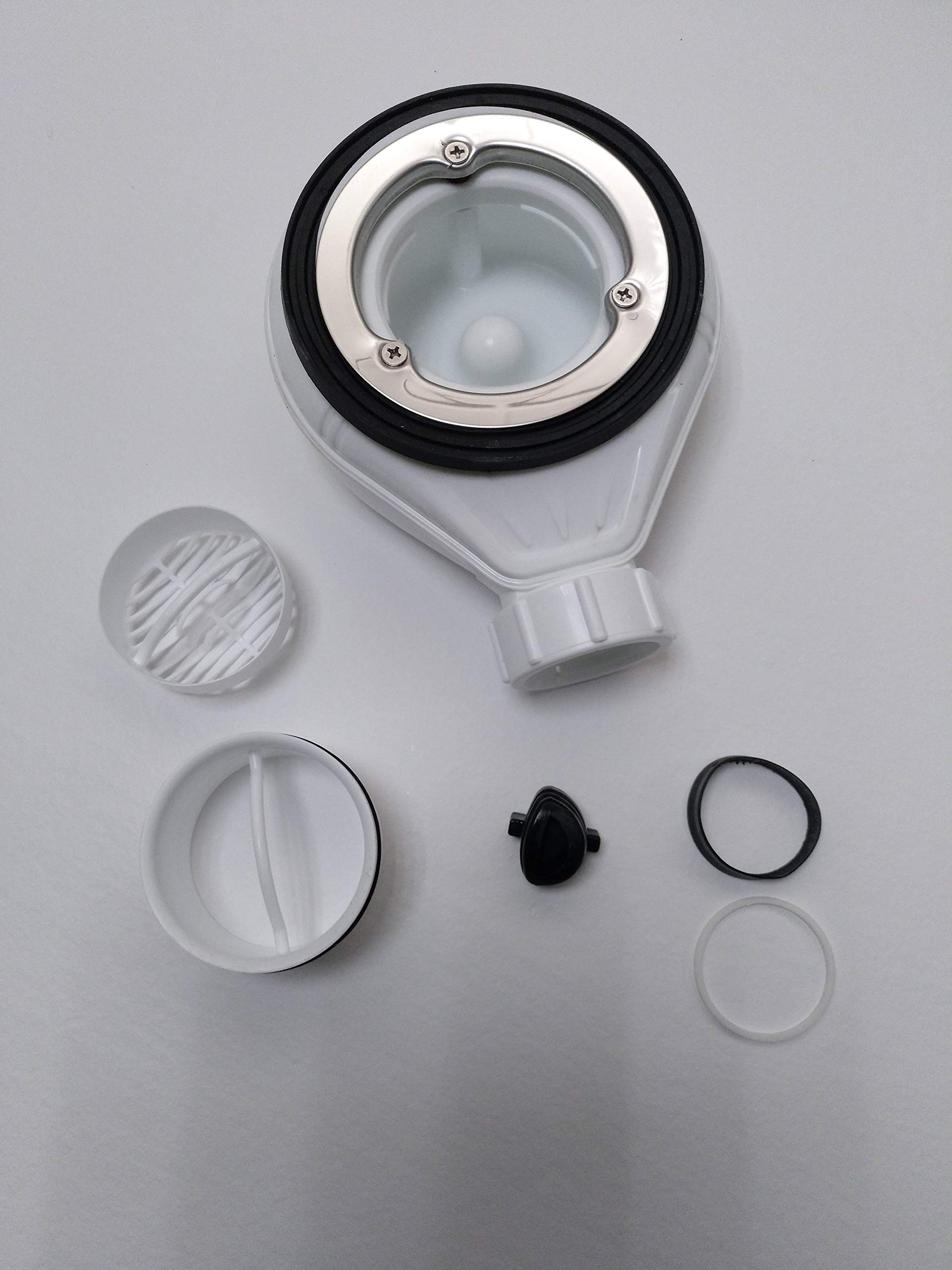 VÁLVULA PLATO DE DUCHA REGISTRABLE 90 mm, extenganse de pedida y quitarle el tapon sifonico o varias piezas, para luego devolverla, no abono si no esta completa.