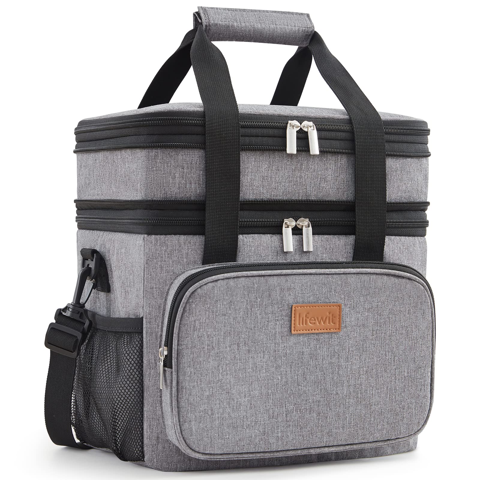 Lifewit Bolsa Térmica de Almuerzo Unisex, Bolsa Isotérmica Doble Compartimento, Bolsa Térmica Porta Alimentos Grande, Fiambrera Antifugas con Correa, Trabajo/Viajes