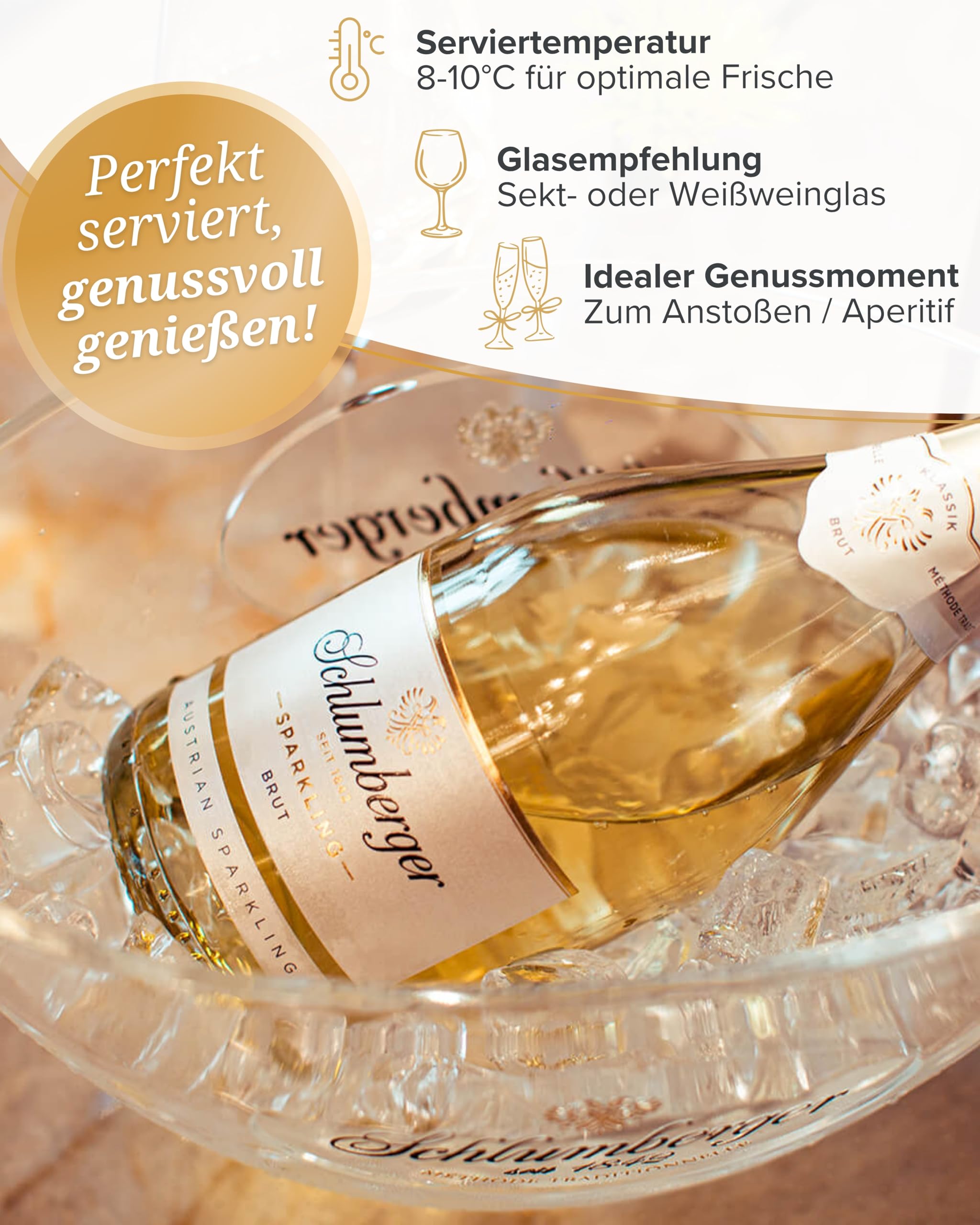 Schlumberger Sparkling Brut Klassik I Austrian Sparkling Sekt I 12% Vol. I 1,5 L I Méthode Traditionelle Flaschengärung I Feinperliger Brut Sekt als stilvoller Aperitif für besondere Anlässe