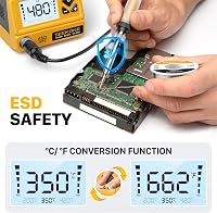 SEEKONE Professzionális Forrasztóállomás 60W - Digitális LCD Kijelzővel, 200-480°C Állítható Hőmérséklet, 5 Cserélhető Heggyel, °C/°F Átvált 4