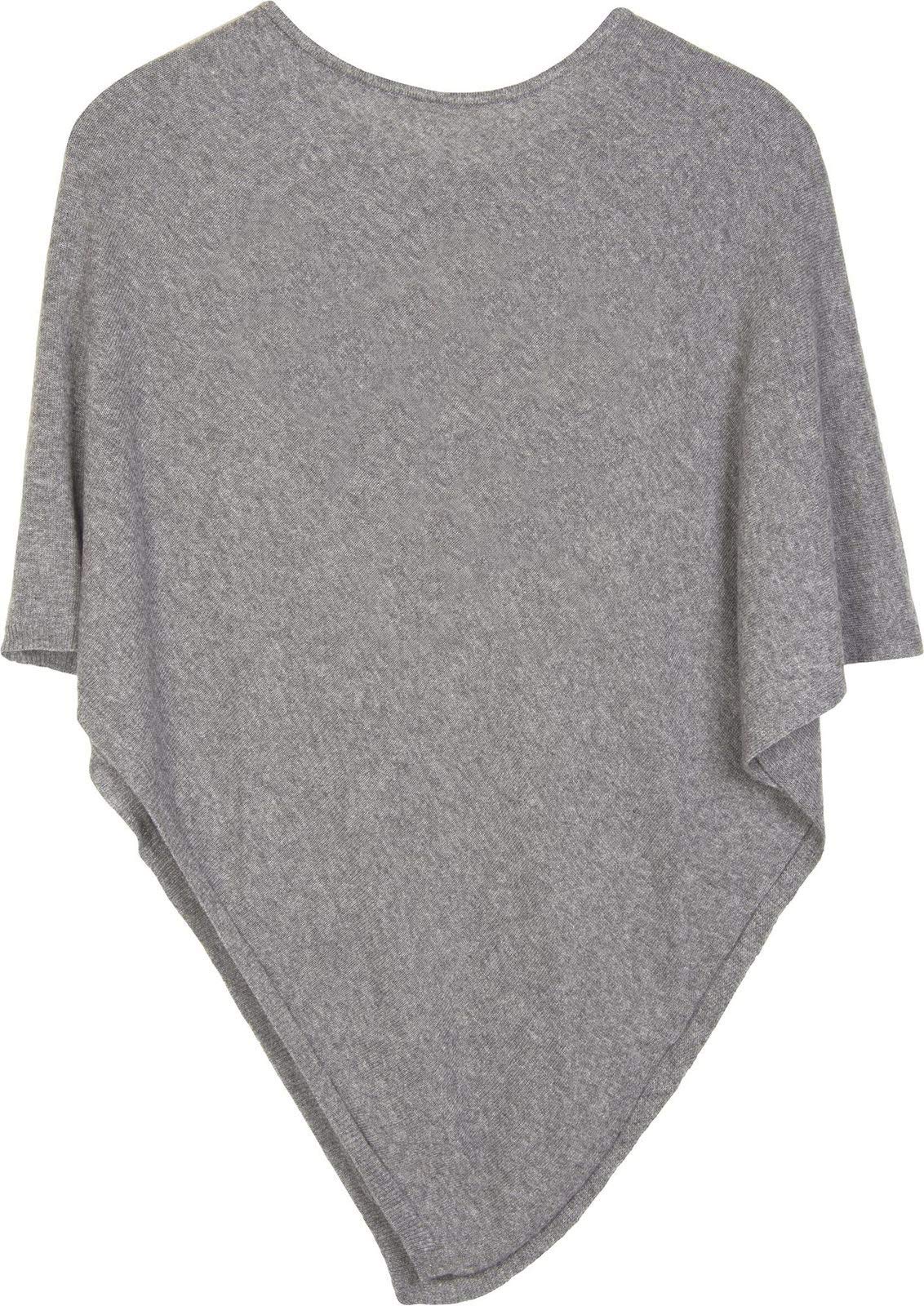 styleBREAKER soft fine knit poncho in plain, round-neck, ladies 08010042, Colour:Grey