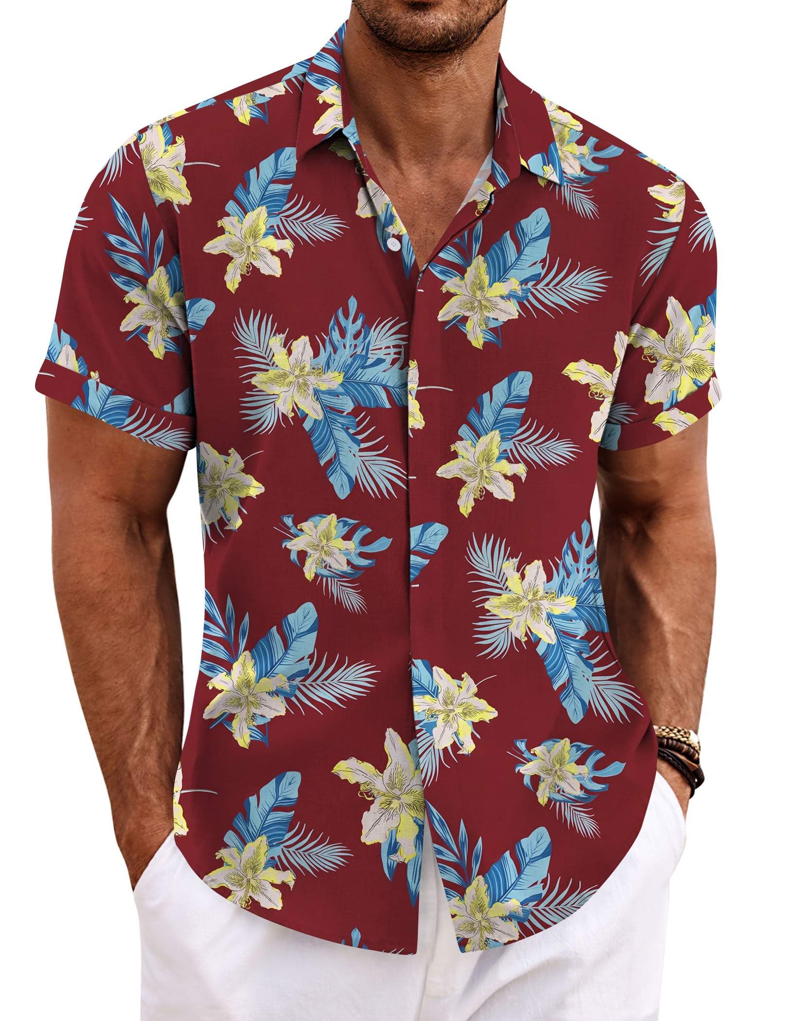 COOFANDY Men's Linen Shirts Short Sleeve Casual Shirts Button Down Shirt for Men Beach Summer Wedding Shirt — view 32