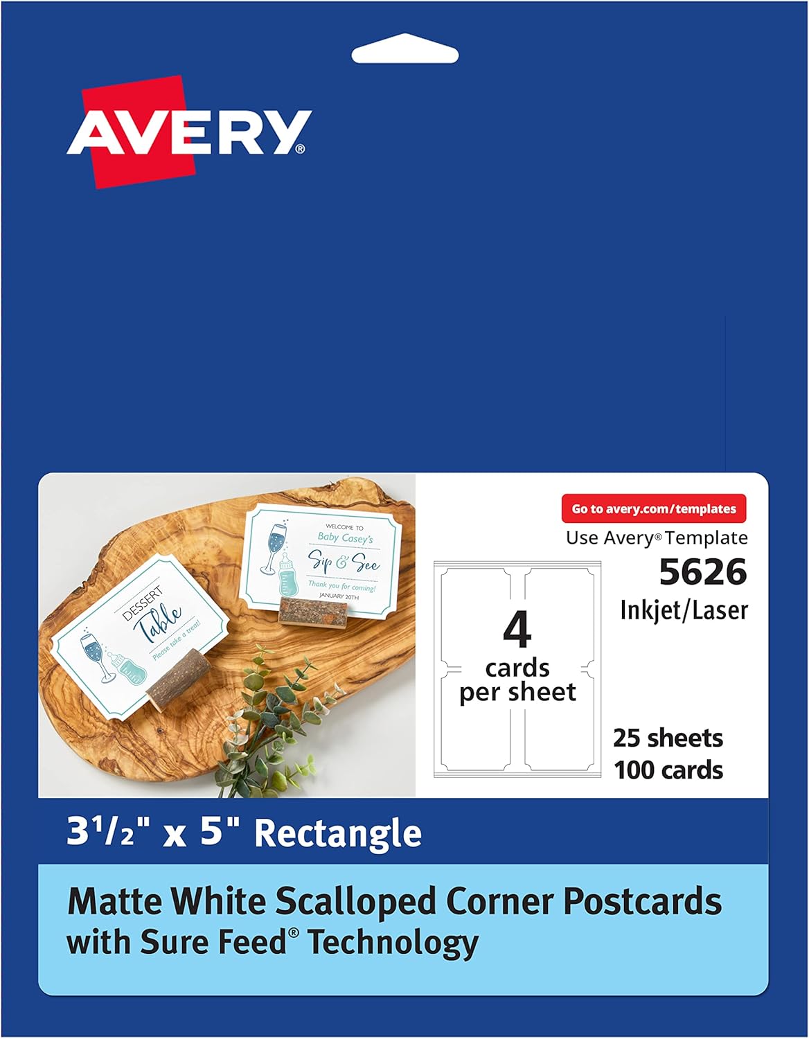 Avery Postcards with Scalloped Corners and Sure Feed