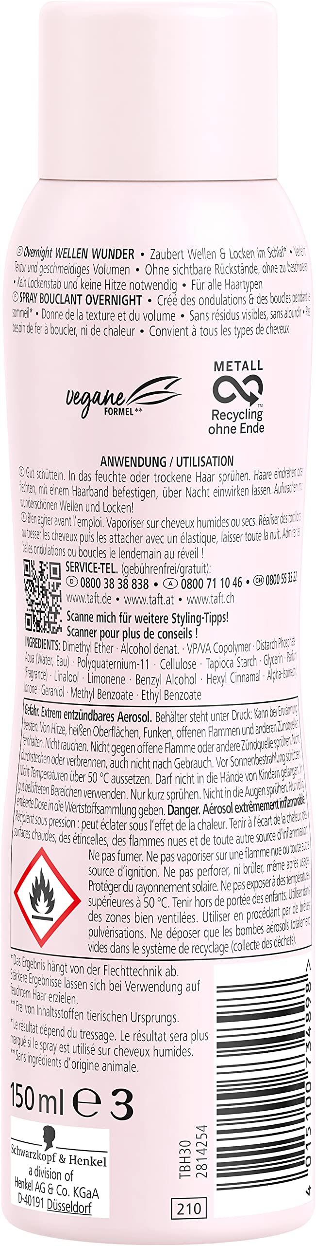 Taft Overnight Fale Wunder Wave Spray (150 ml), spray do stylizacji wyczarowuje fale i loki podczas snu, bez obciążania, nadaje się do wszystkich rodzajów włosów