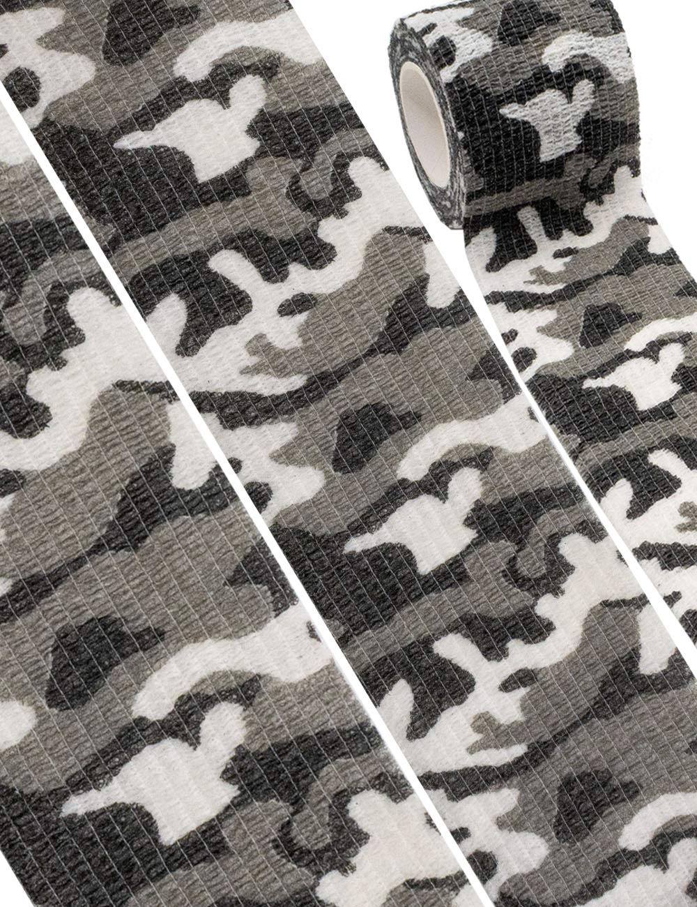 3x Nastro Camouflage, Nastro Tessuto, Impermeabile, Riutilizzabile, Nero/Bianco, 4,5m