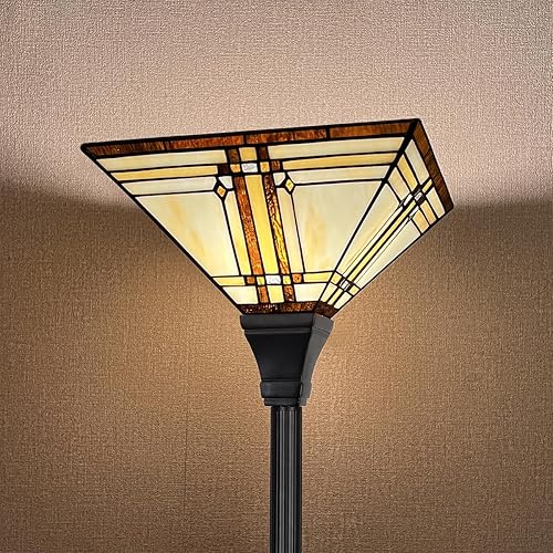 Capulina Tiffany Lamp Stained Glass Torchiere Floor Lamp 69 Inches