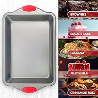 Vista 5 de Boxiki Kitchen Molde para pastel rectangular antiadherente de 9x13 - Bandeja para hornear duradera para delicias al horno y pasteles de hoja - Libre