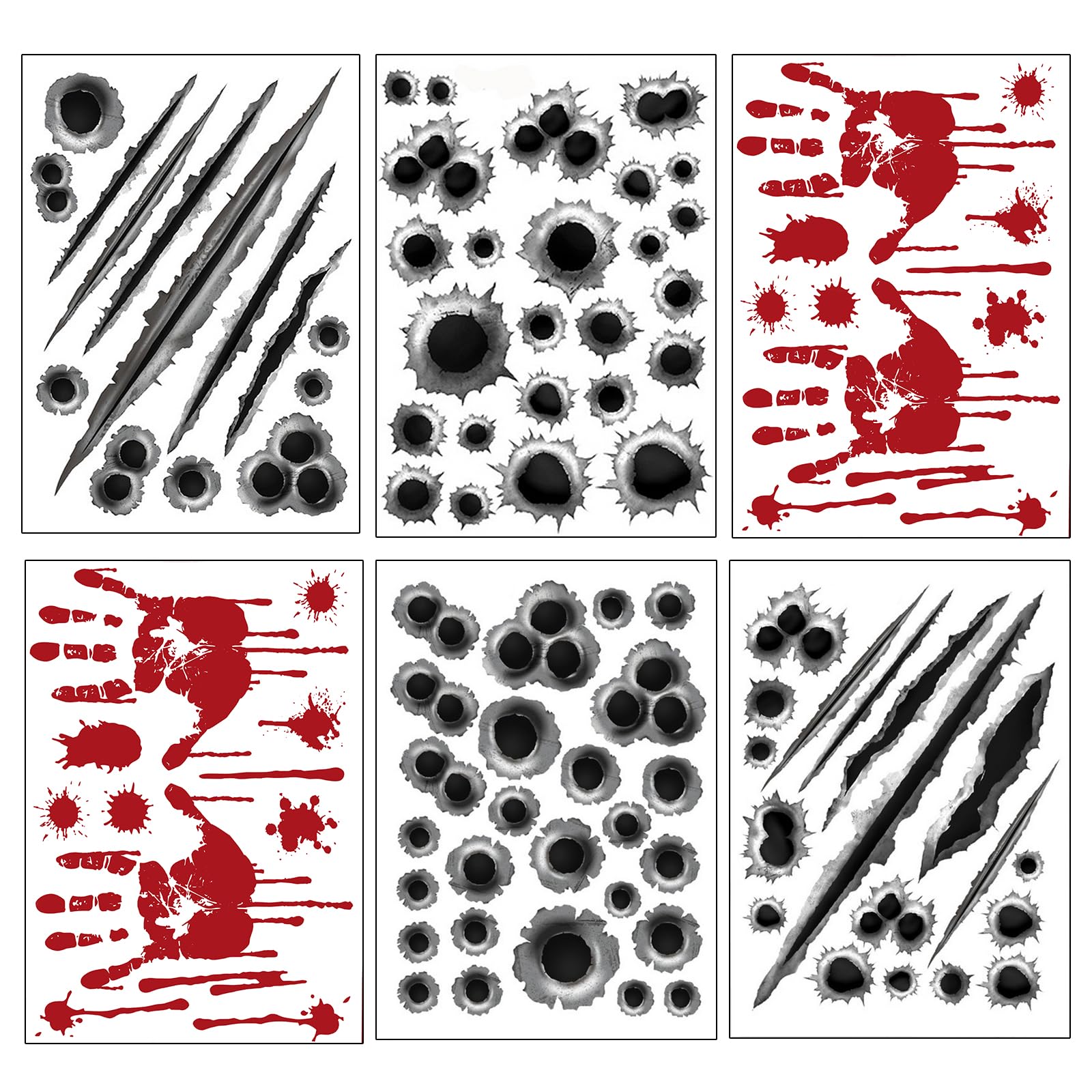 6 PCS Bullet Hole Sticker Decals, Auto Waterproof Vinyl Hood Graphics, Window Stickers, Body Side Door Trunk Decoration for Racing SUV Truck Bus Motorcycle