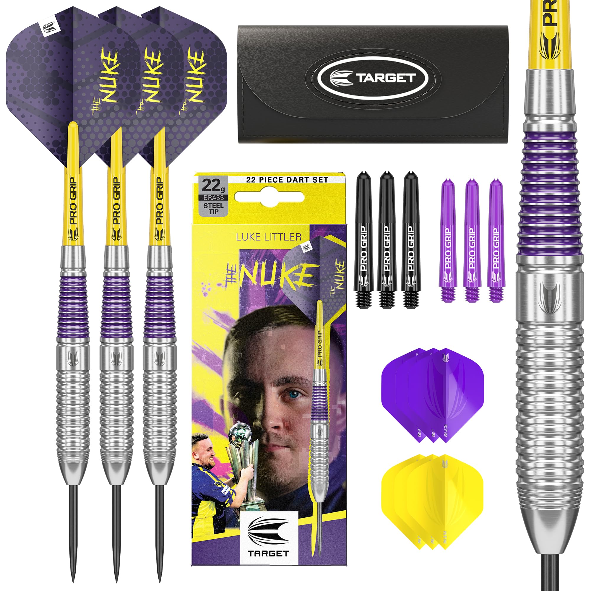 Target Darts Luke Littler Range – Choose from Steel Tip Dart Set, 100 Piece Dart Bundle with Storage Box, or 85 Pcs Accessories Kit with Flights, Shafts, Point Sharpener & Multi Tool | Gift Options