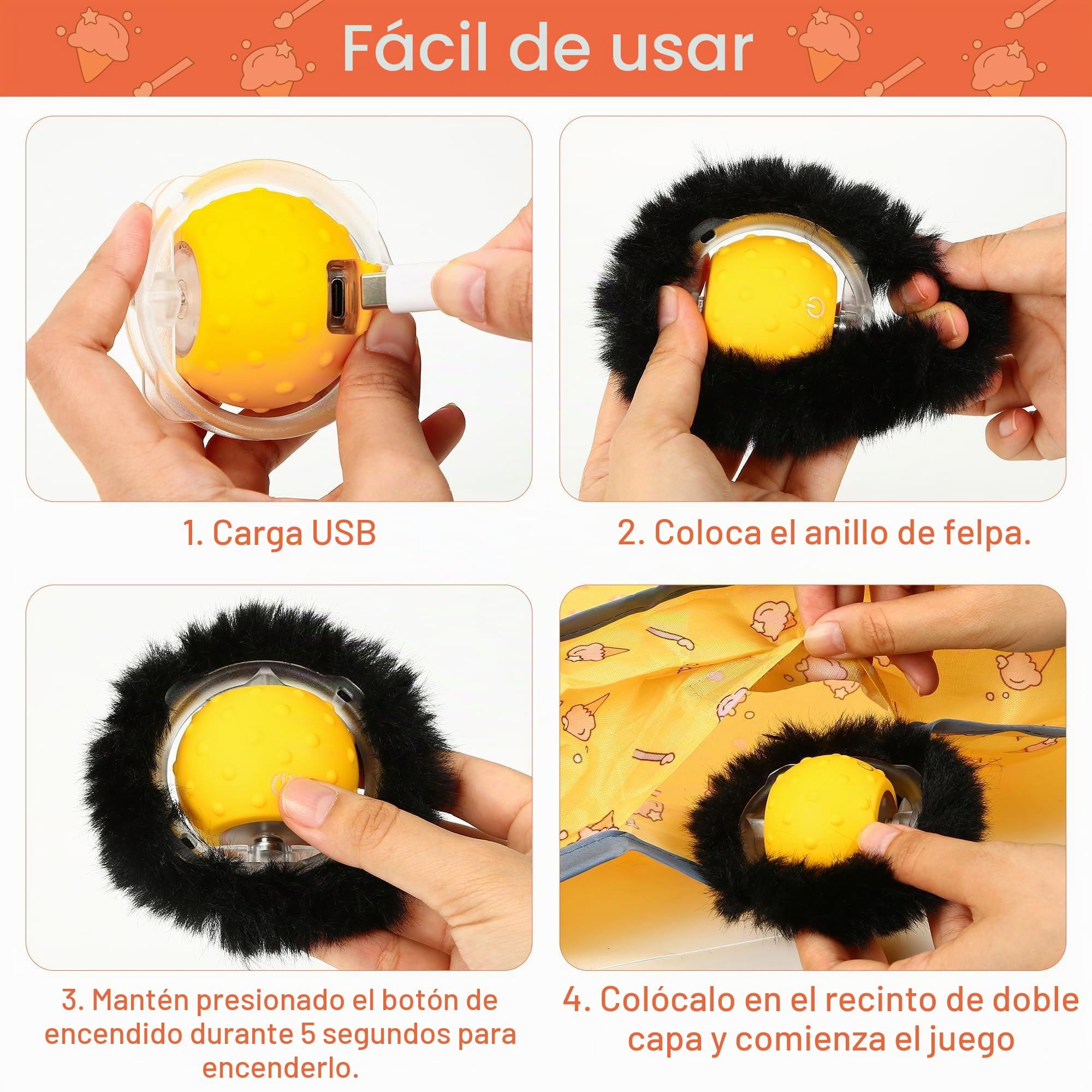 Iokheira Juguete para Gatos Adultos de Interior, Juguete Interactivo automático para Gatos-Recargable Juguetes Gatos Estimulacion, Juego de atrapar Ratones San Valentín (Amarillo)