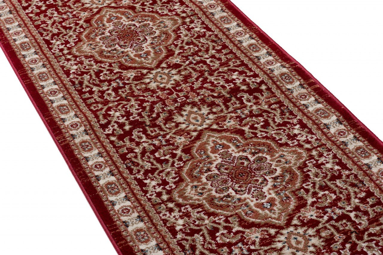 Carpeto Tapis de Couloir Couloir 80x175cm Rouge Classique Traditionnel Doux | Tapis de Couloir pour Cuisine Buanderie Chambre Entrée Chauffage au Sol Facile D'entretien Poils Mi-Longs Vendu au Mètre