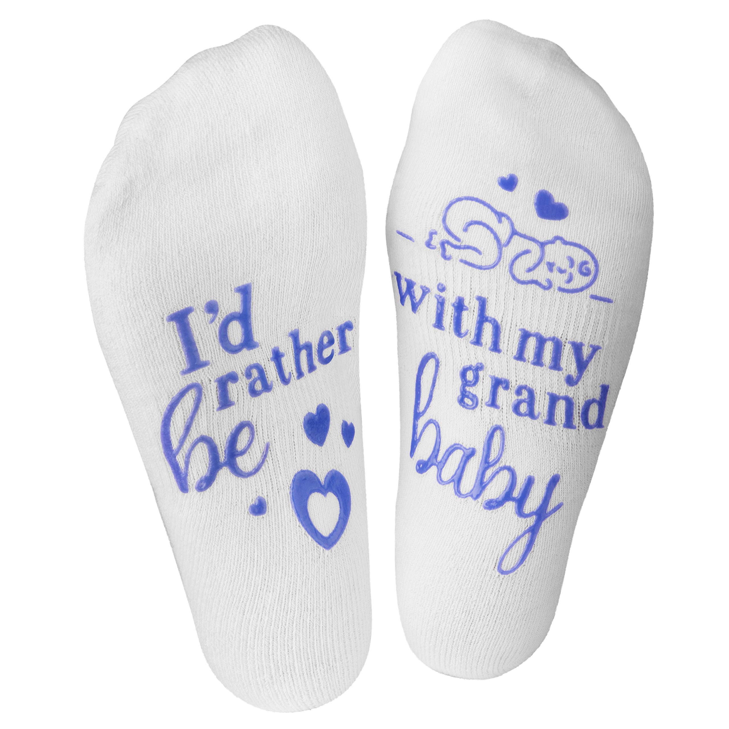 Lavley Funny Grandparent Socks - Gift For Grandmas & Expecting Grandparents, I'd Rather Be With My Grandbaby, One size
