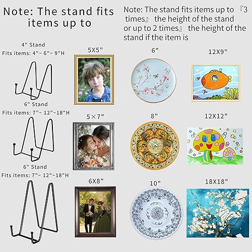 Miniatura 5 de Paquete de 12 soportes de placa de 6 pulgadas para exhibición, soportes de metal para placas que se pueden utilizar para soportes de fotos, soportes